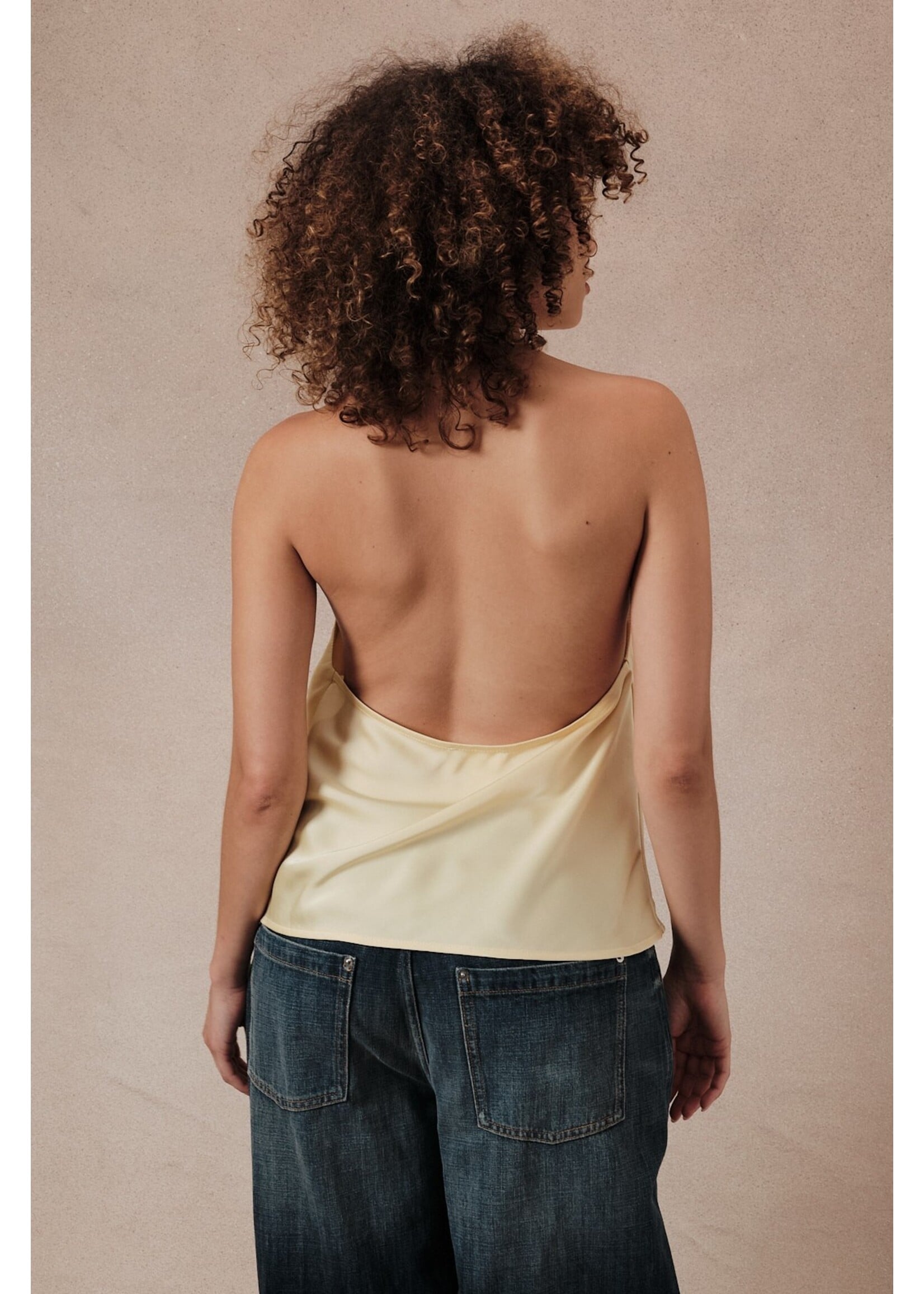 Sunday Edition High Cowl Neck Halter Satin Top - MT20370-1