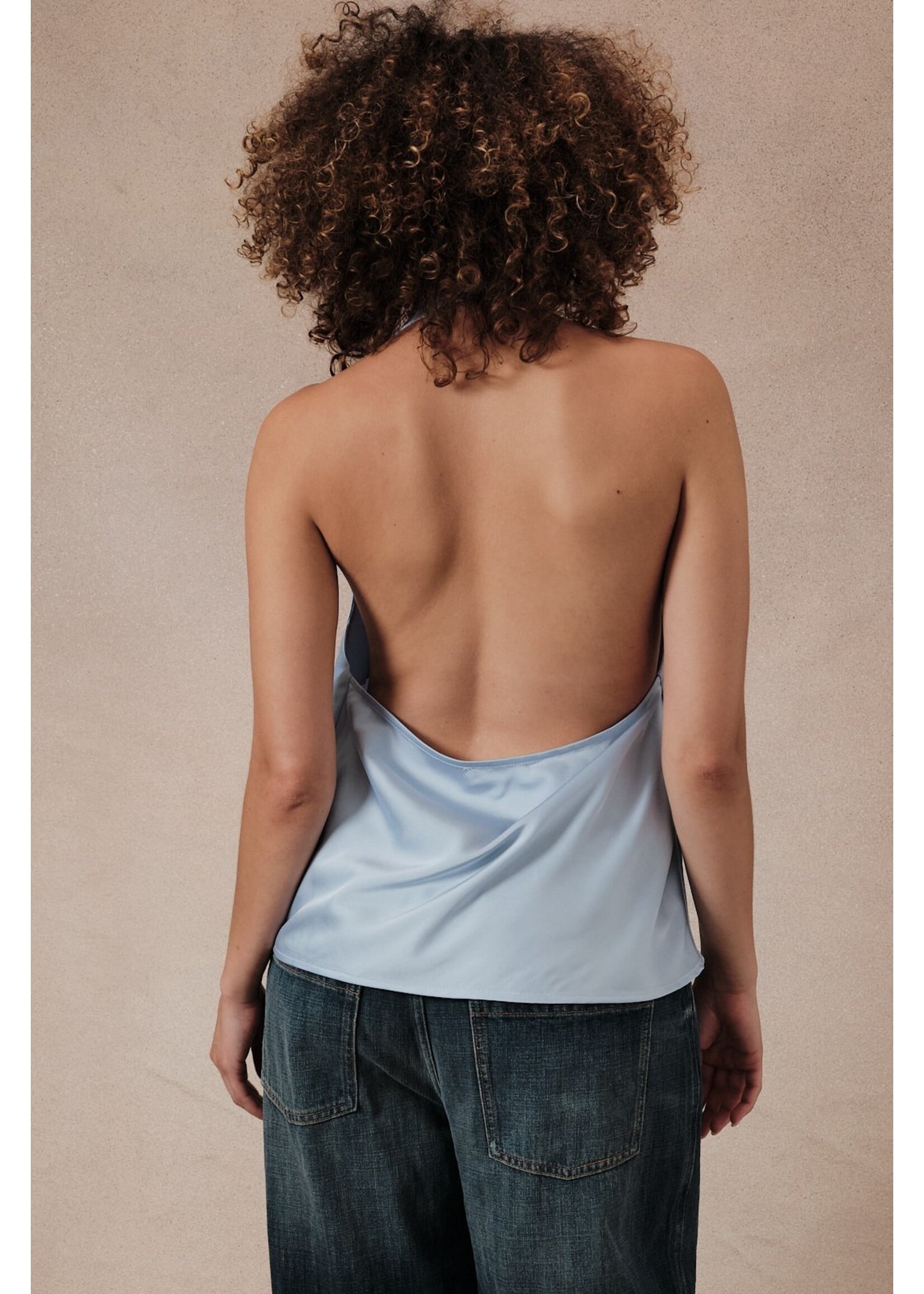 Sunday Edition High Cowl Neck Halter Satin Top - MT20370-1