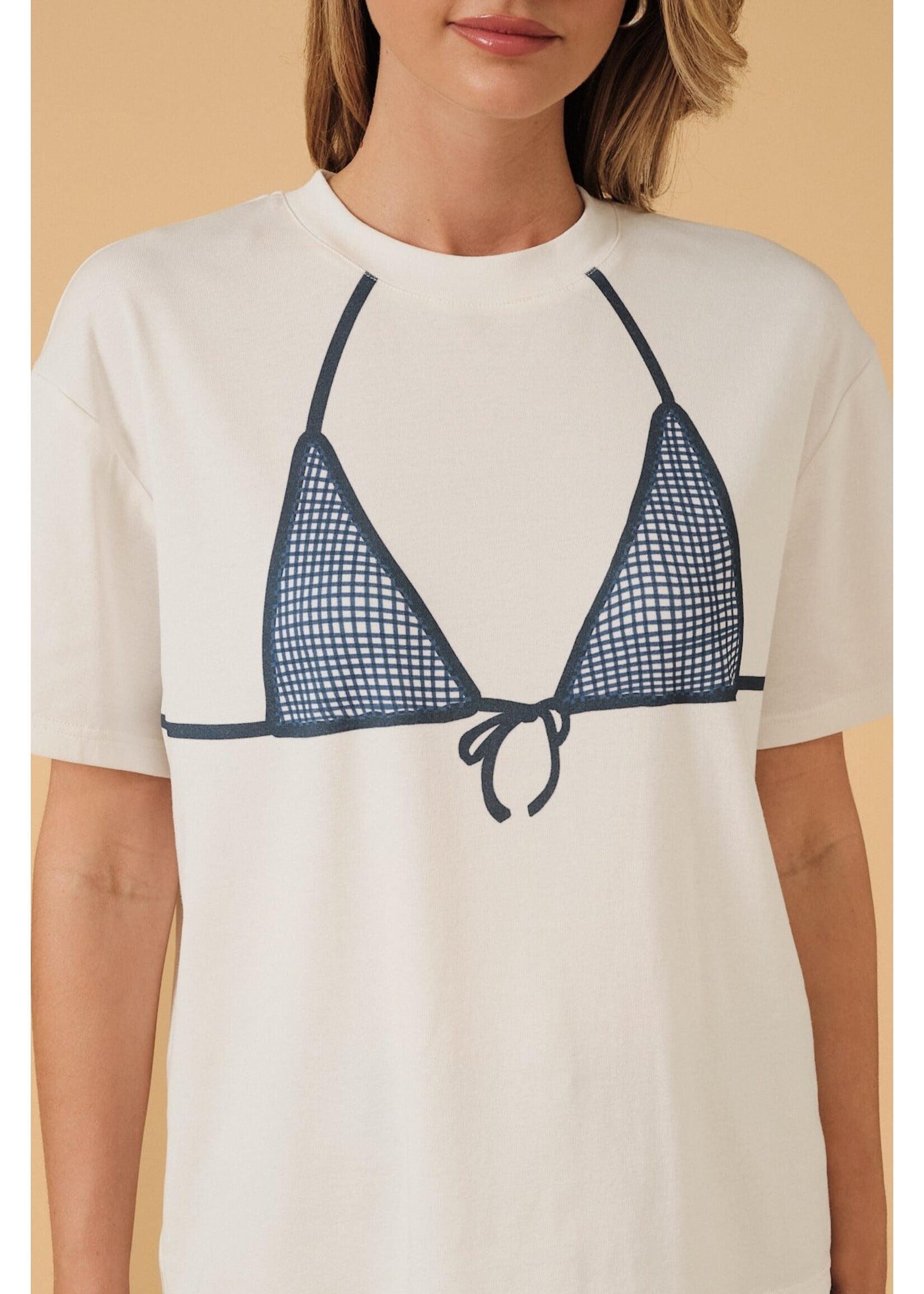 Sunday Edition Round Neck Half Sleeve Bikini Printed Oversized Top - MT21237