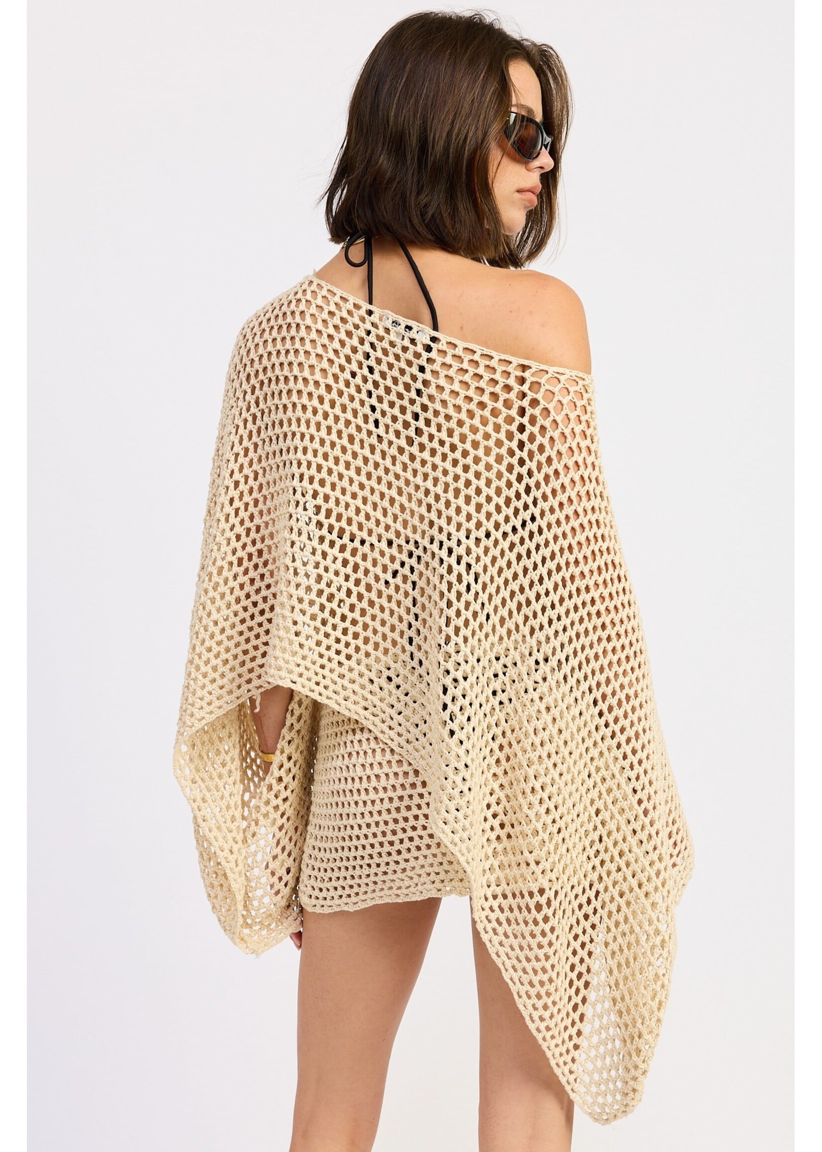 Emory Park Oversized Shell Trim Crochet Poncho - IPJ3979T
