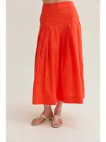 Crescent Remi Poplin Box Pleated Midi Skirt - CS9742
