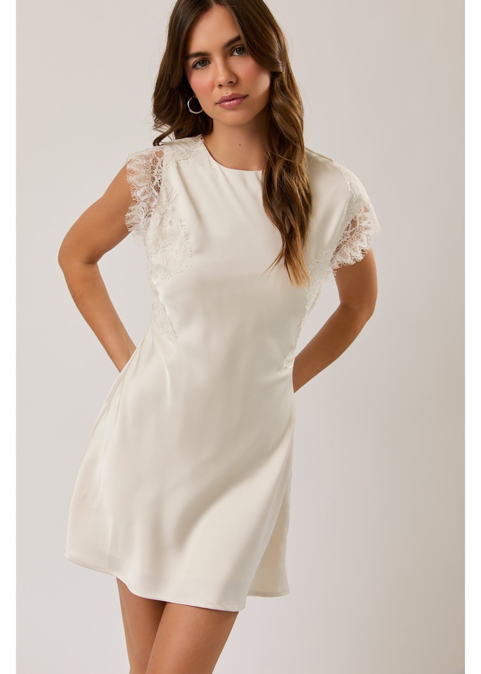 Le Lis Sleeveless High Neck Lace Trim Detail Dress - ID6611