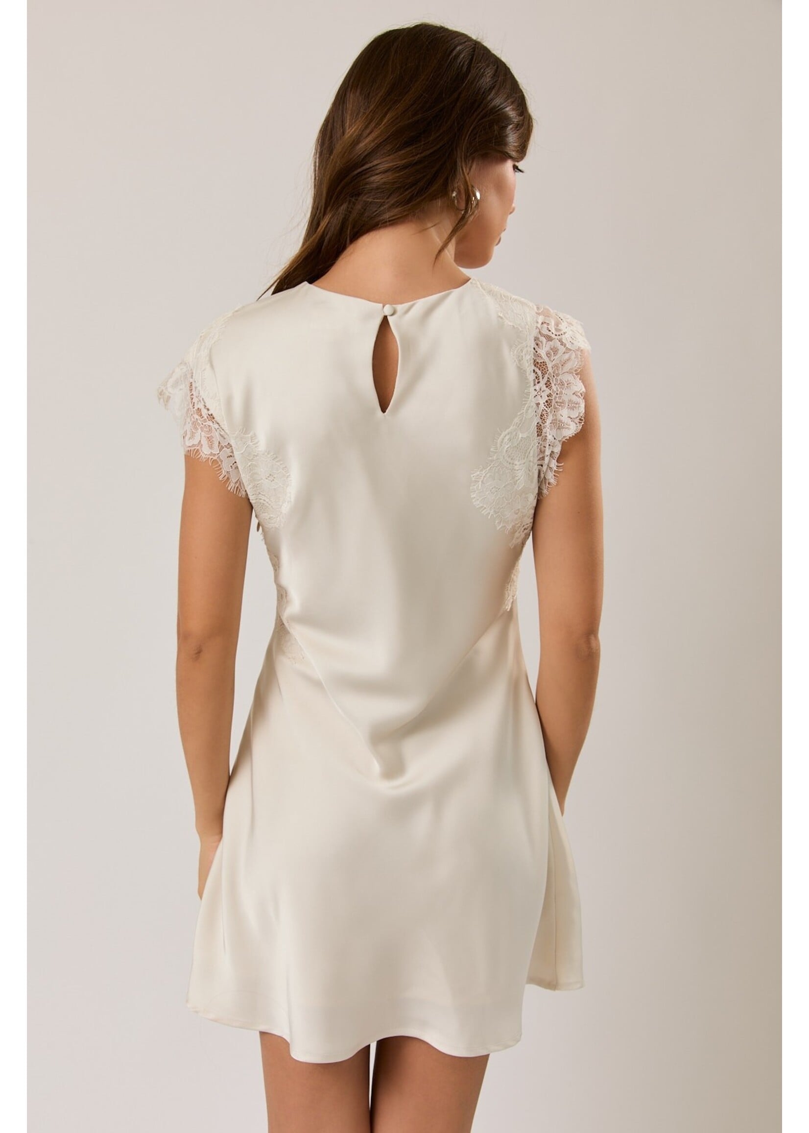 Le Lis Sleeveless High Neck Lace Trim Detail Dress - ID6611