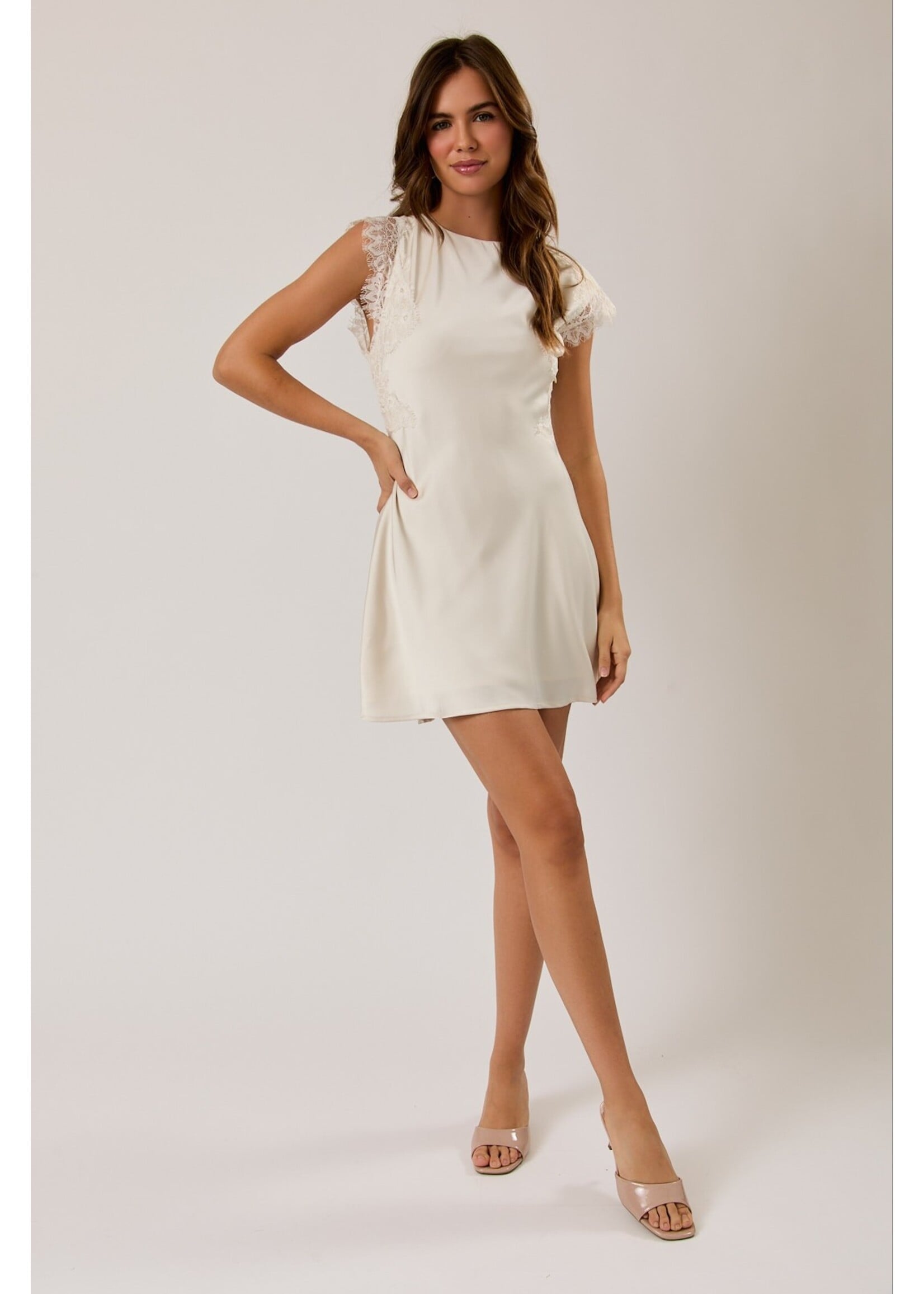 Le Lis Sleeveless High Neck Lace Trim Detail Dress - ID6611