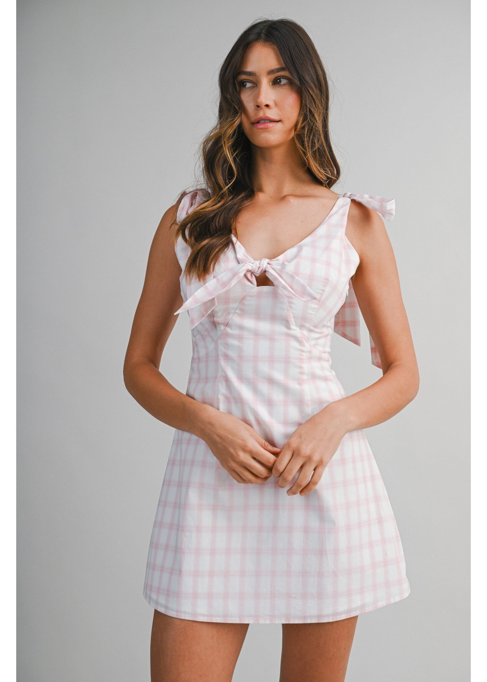 Mable Knitted Plaid Mini Dress - MD6628