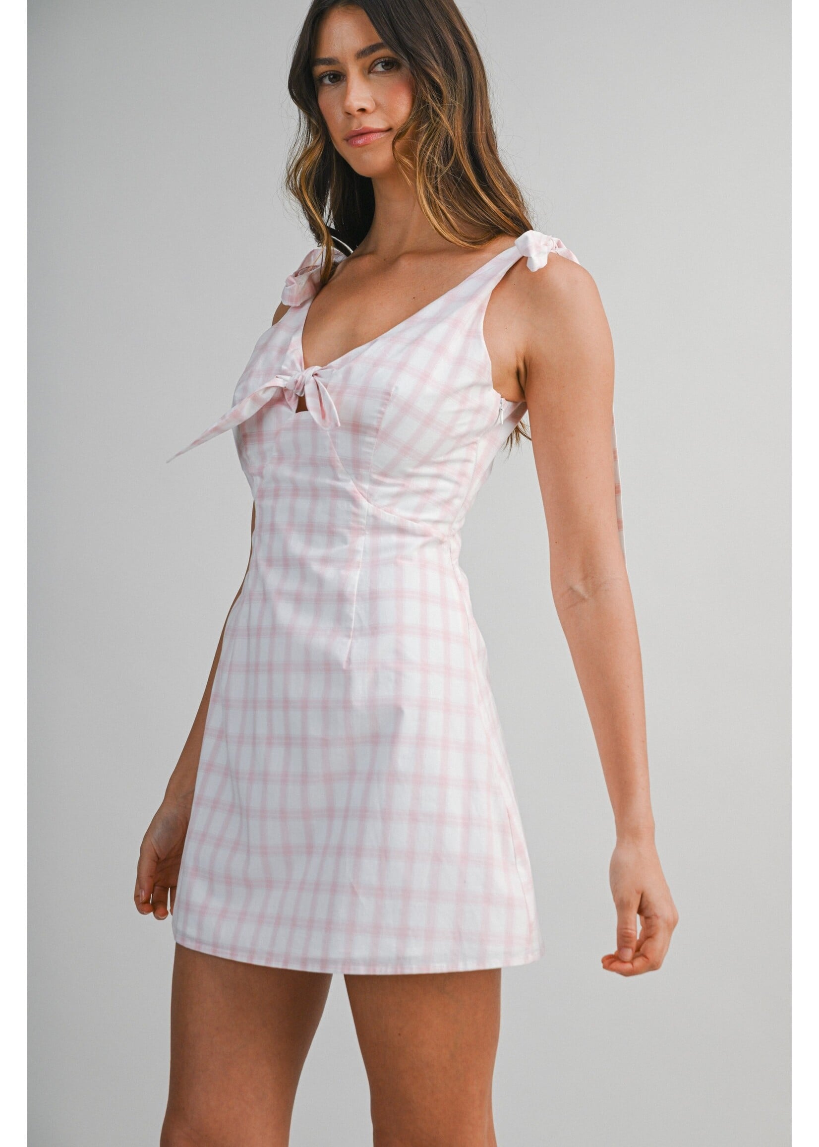 Mable Knitted Plaid Mini Dress - MD6628