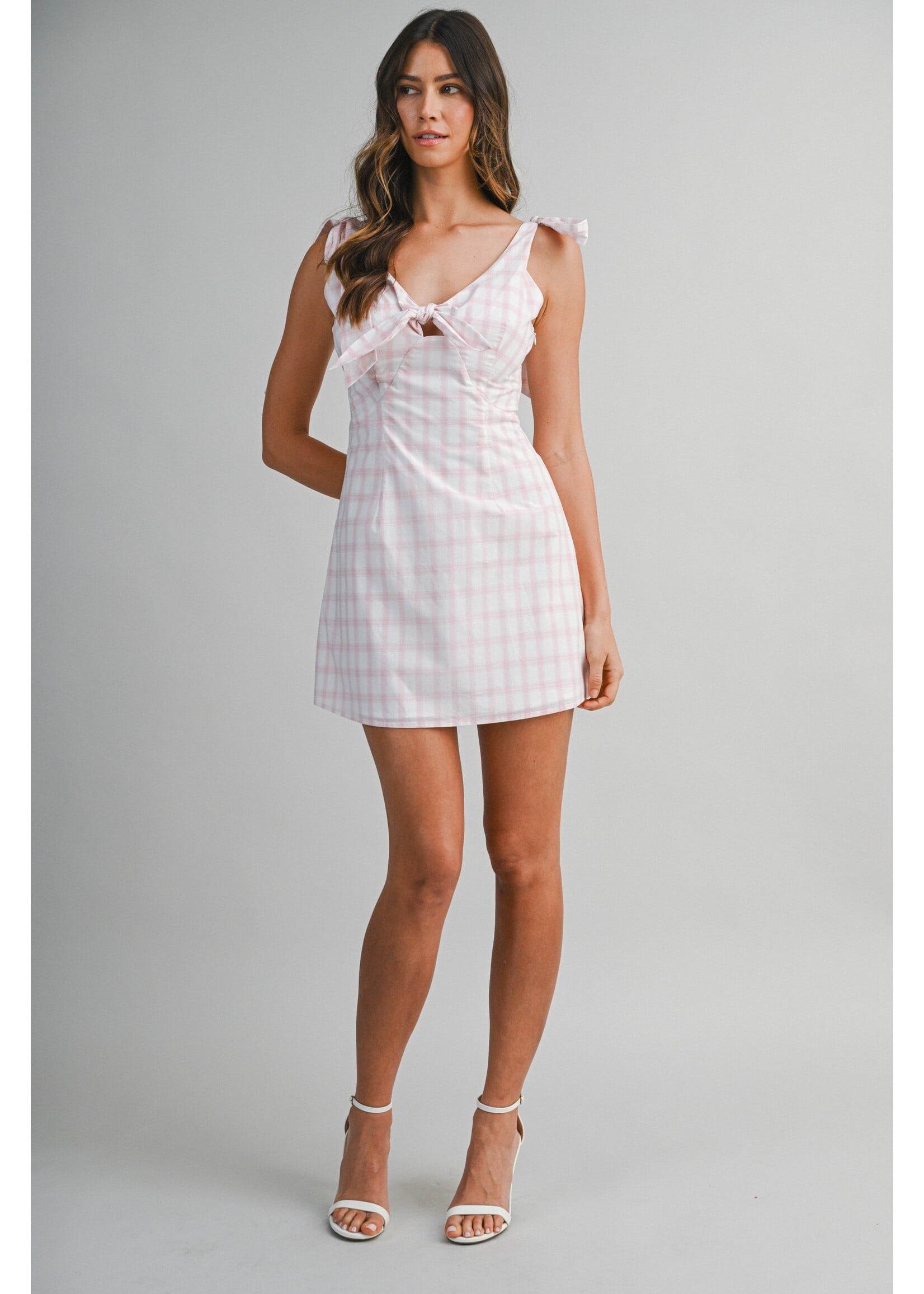 Mable Knitted Plaid Mini Dress - MD6628