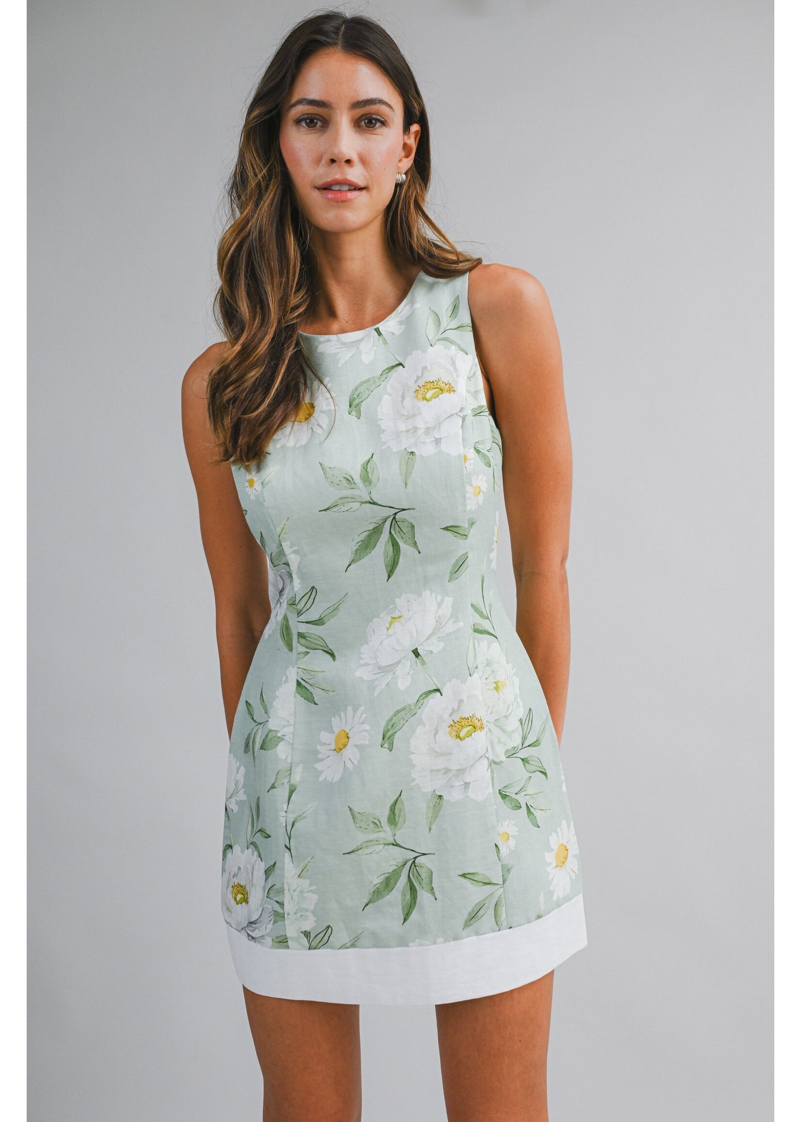 Mable Floral Printed Sleeveless Mini Dress - MD6394