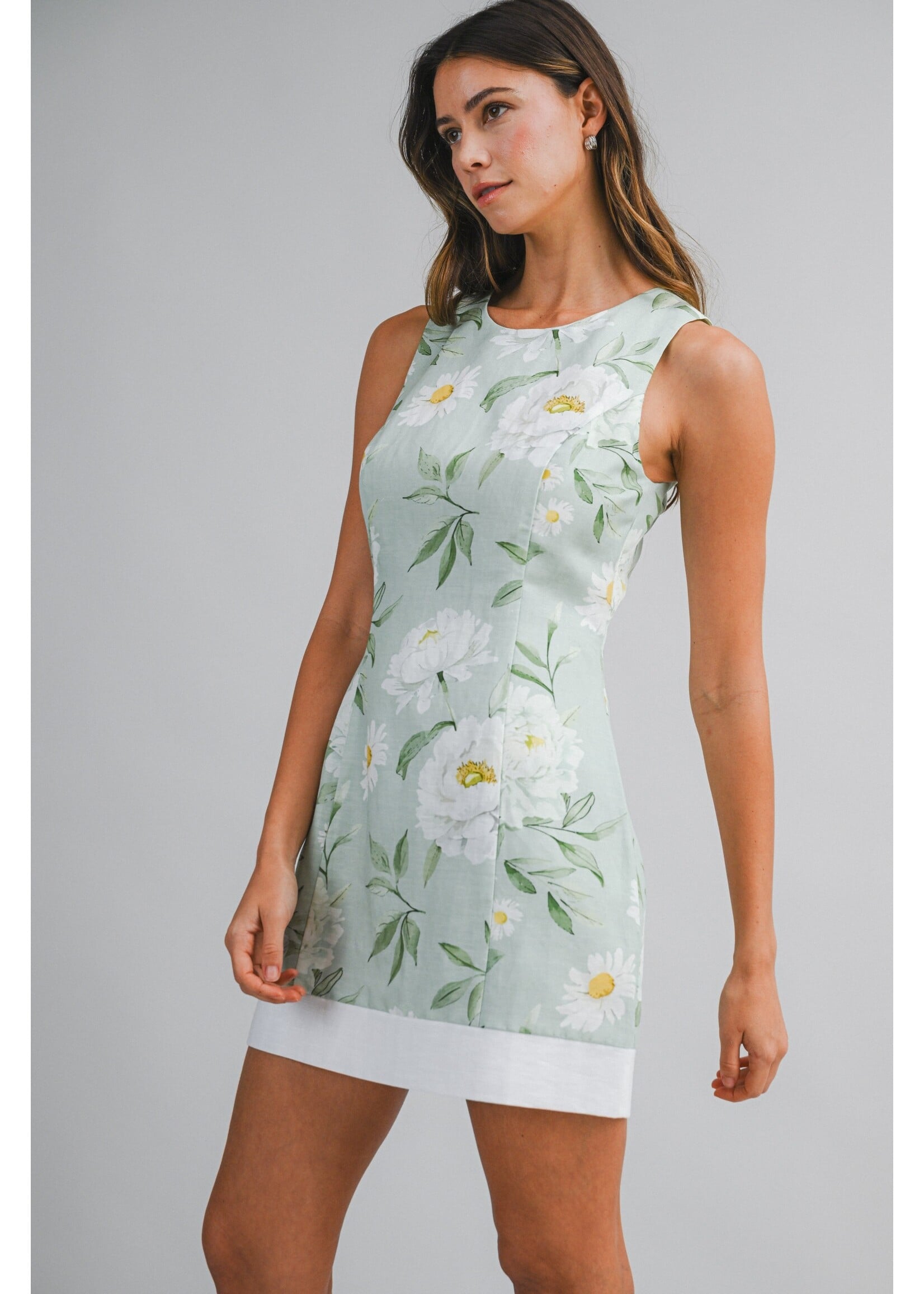 Mable Floral Printed Sleeveless Mini Dress - MD6394