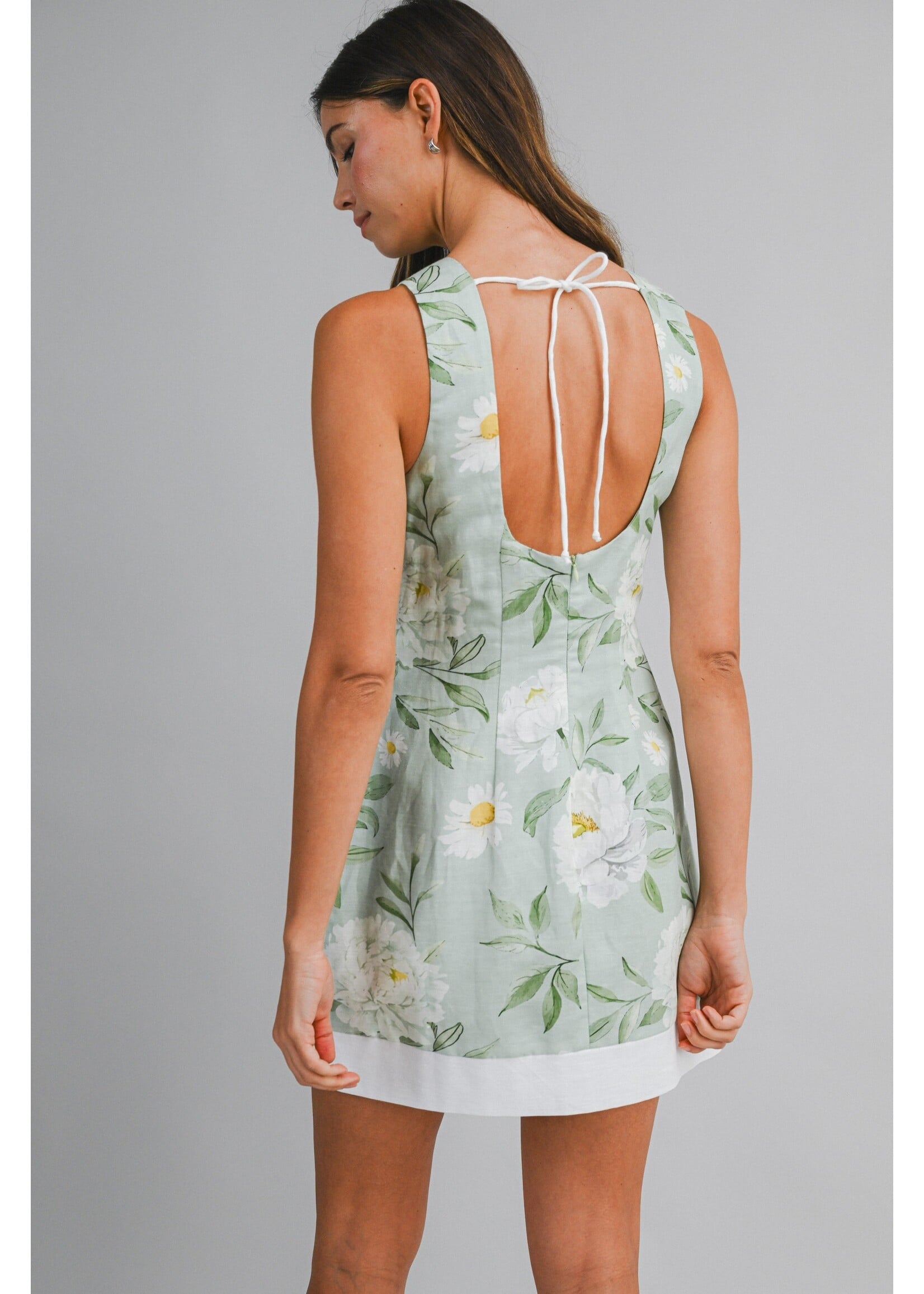 Mable Floral Printed Sleeveless Mini Dress - MD6394