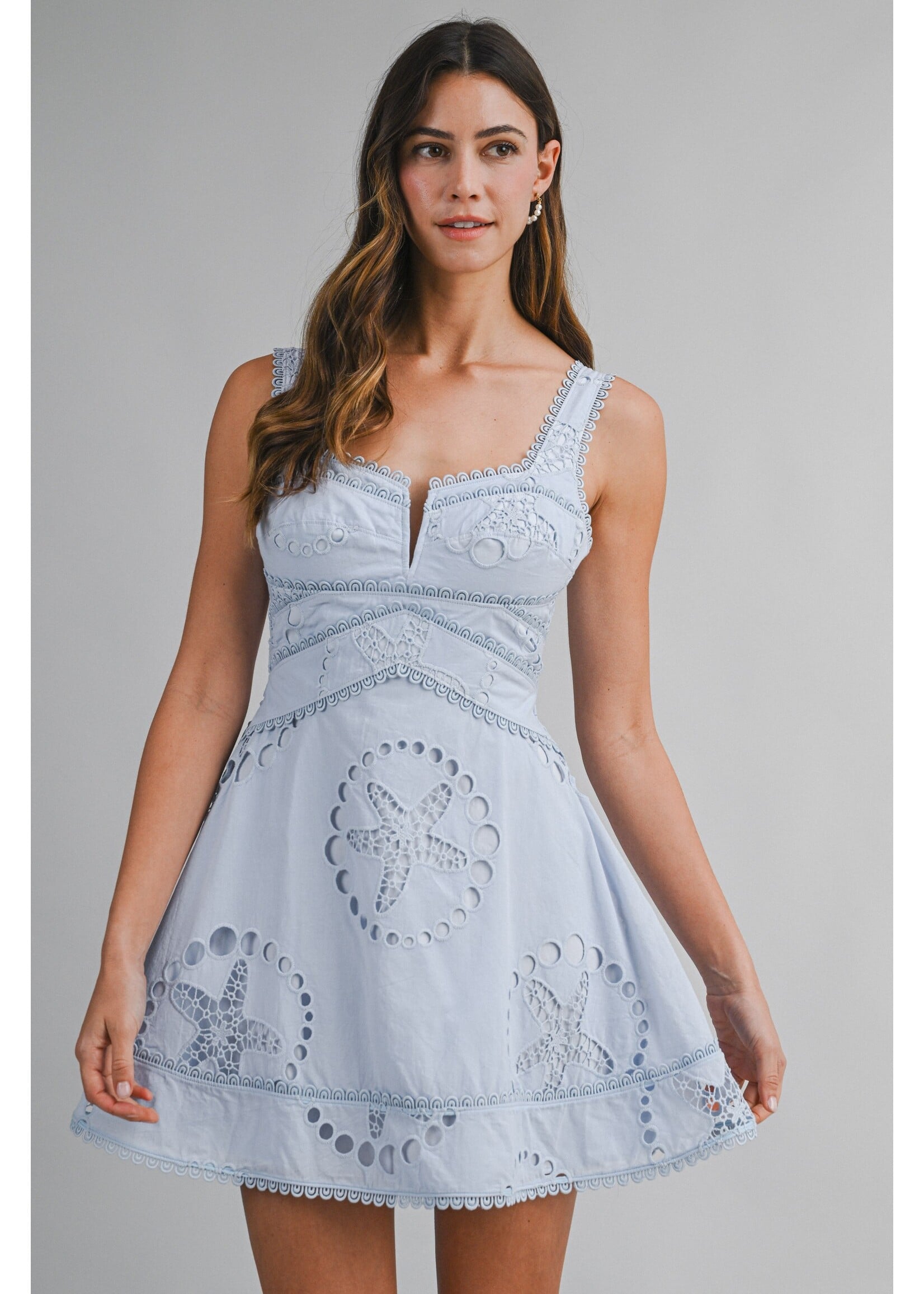 Mable Starfish Eyelet Lace Mini Dress - MD6323