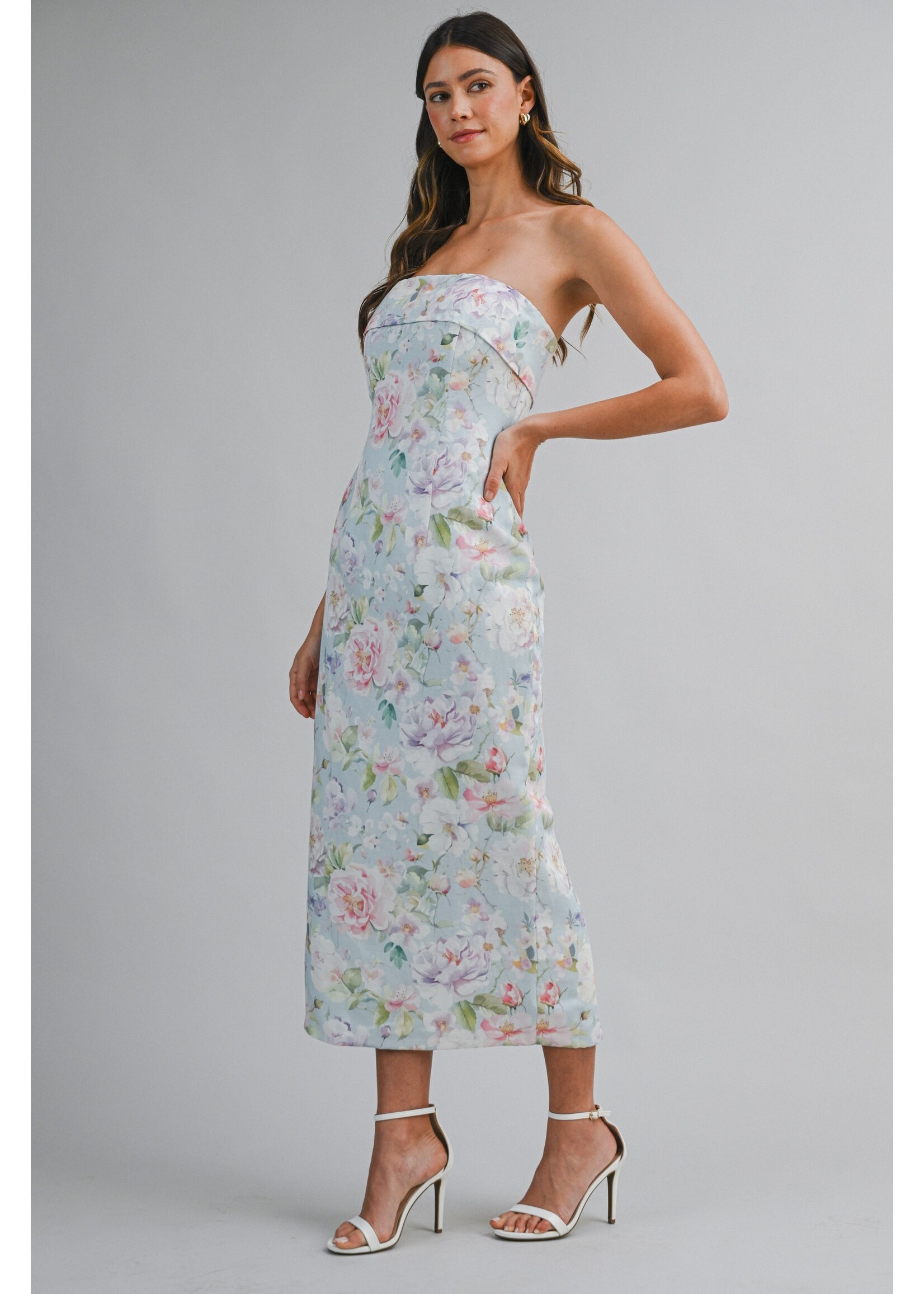 Mable Floral Bodycon Tube Dress - MD3624
