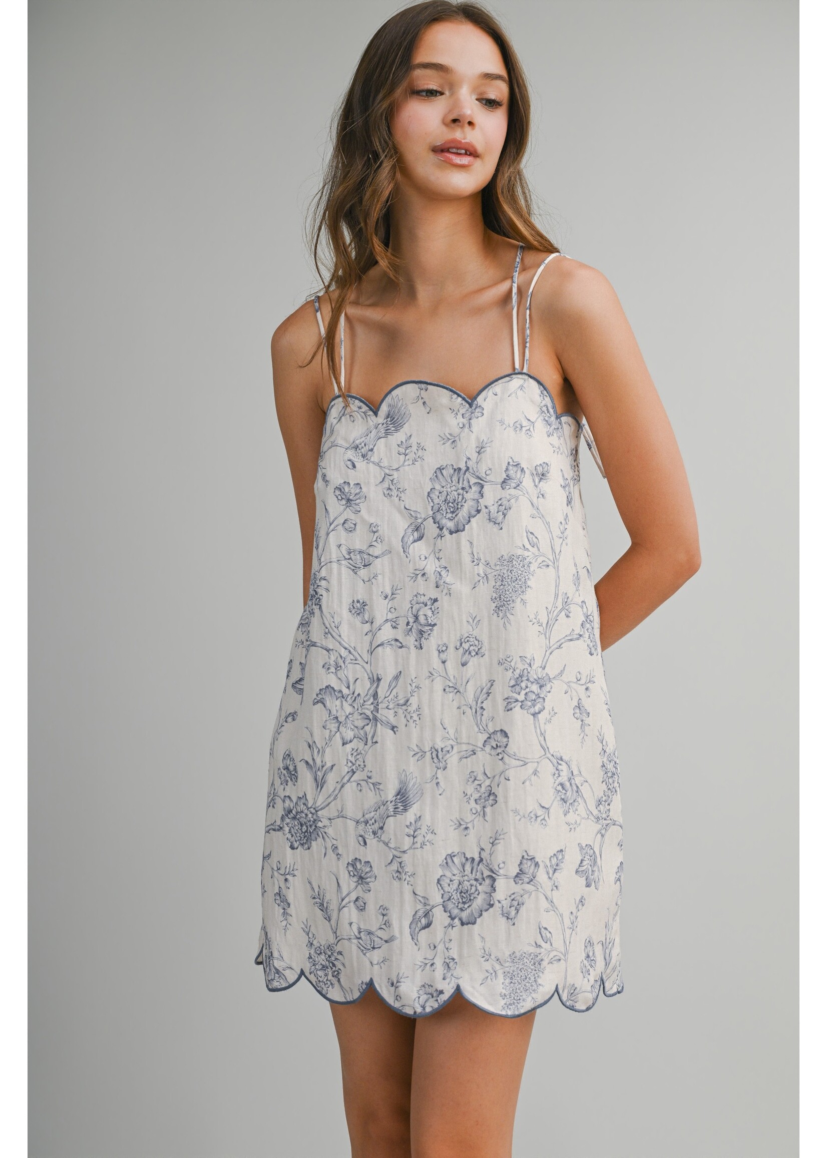 Mable Scalloped Floral Printed Mini - MD6719