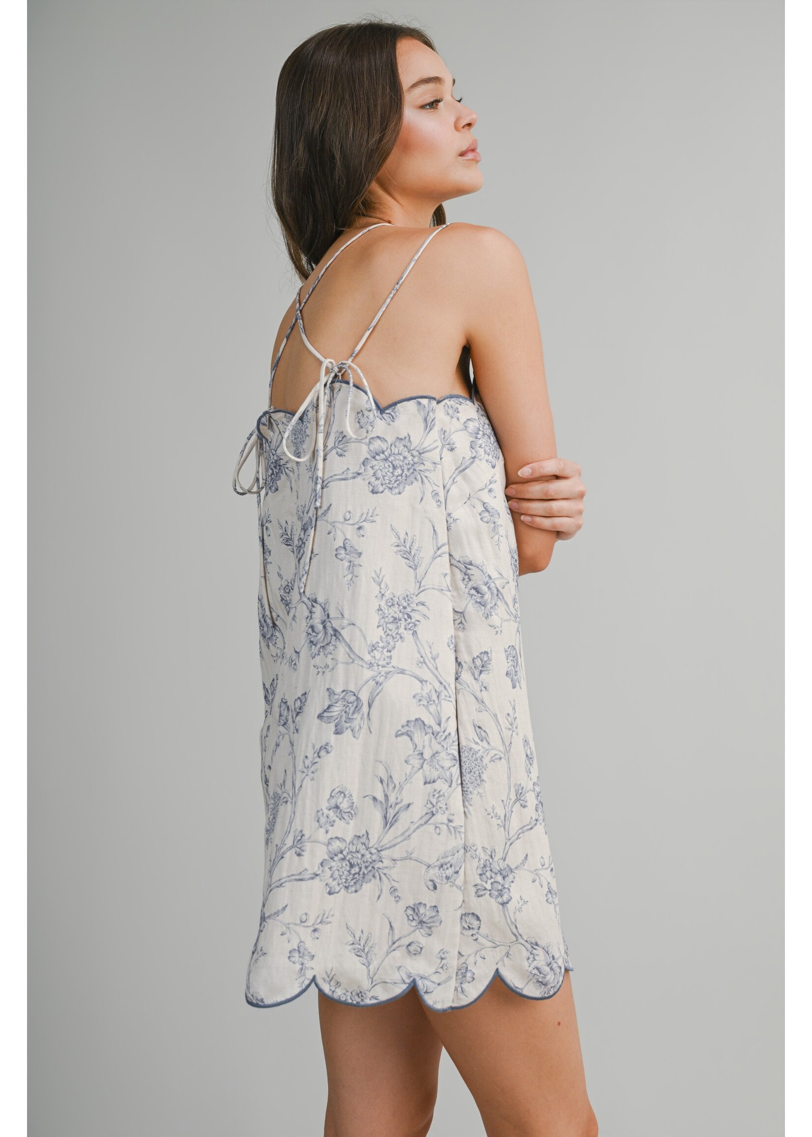 Mable Scalloped Floral Printed Mini - MD6719