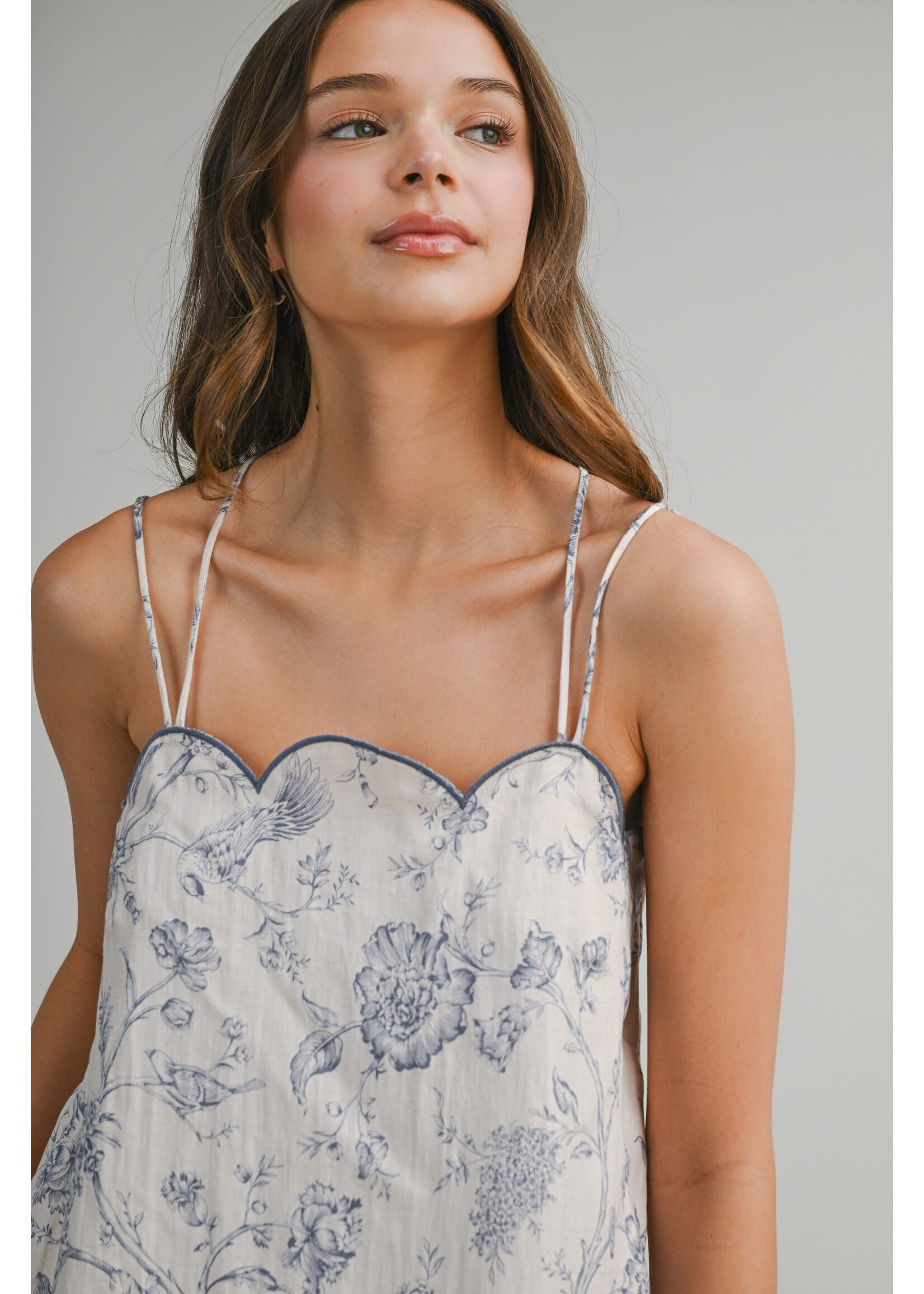 Mable Scalloped Floral Printed Mini - MD6719