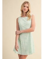 Klesis Eyelet V Shape Open Back Sleeveless A Line Mini Dress - ID10270