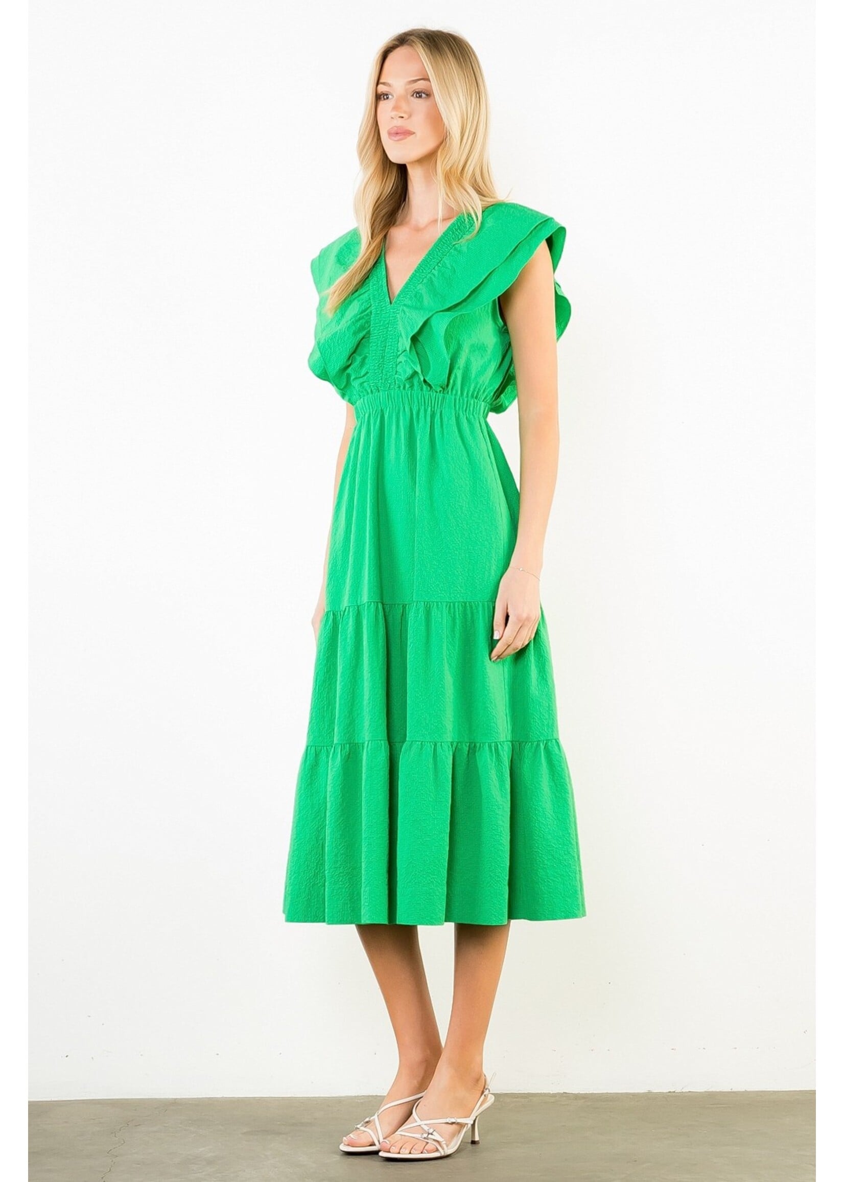THML Ruffle Sleeves Tiered Dress - THS2003