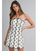 Mable Polka Dot Halter Scallop Mini Dress - MD6171A
