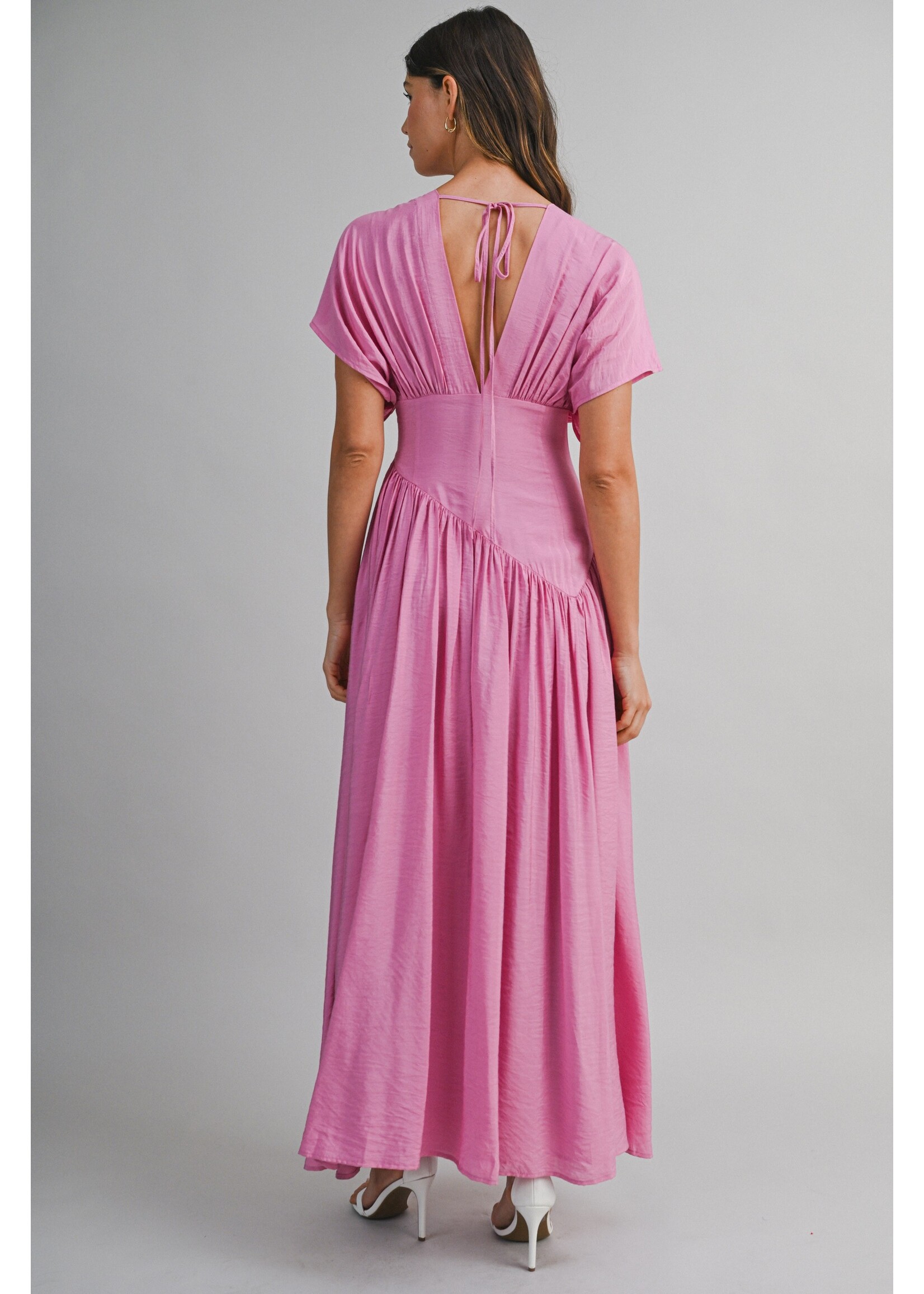 Mable Plunge Asymmetrical Puff Sleeve Maxi Dress -  MD6682