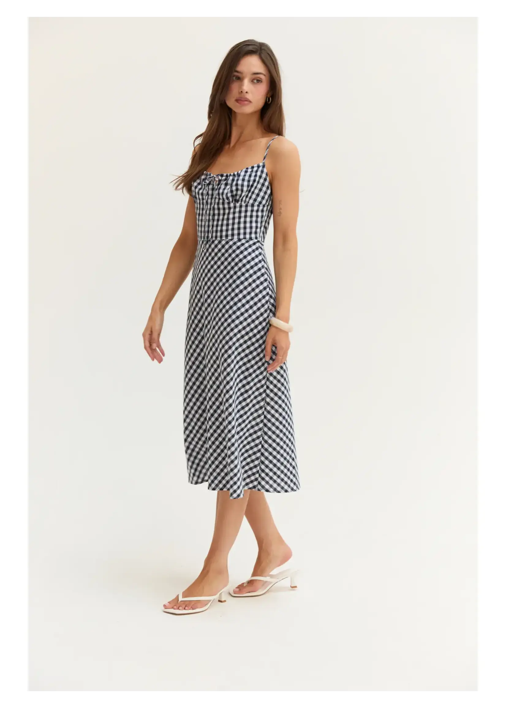 Crescent Florence Gingham Slip Midi Dress - CD7273-1