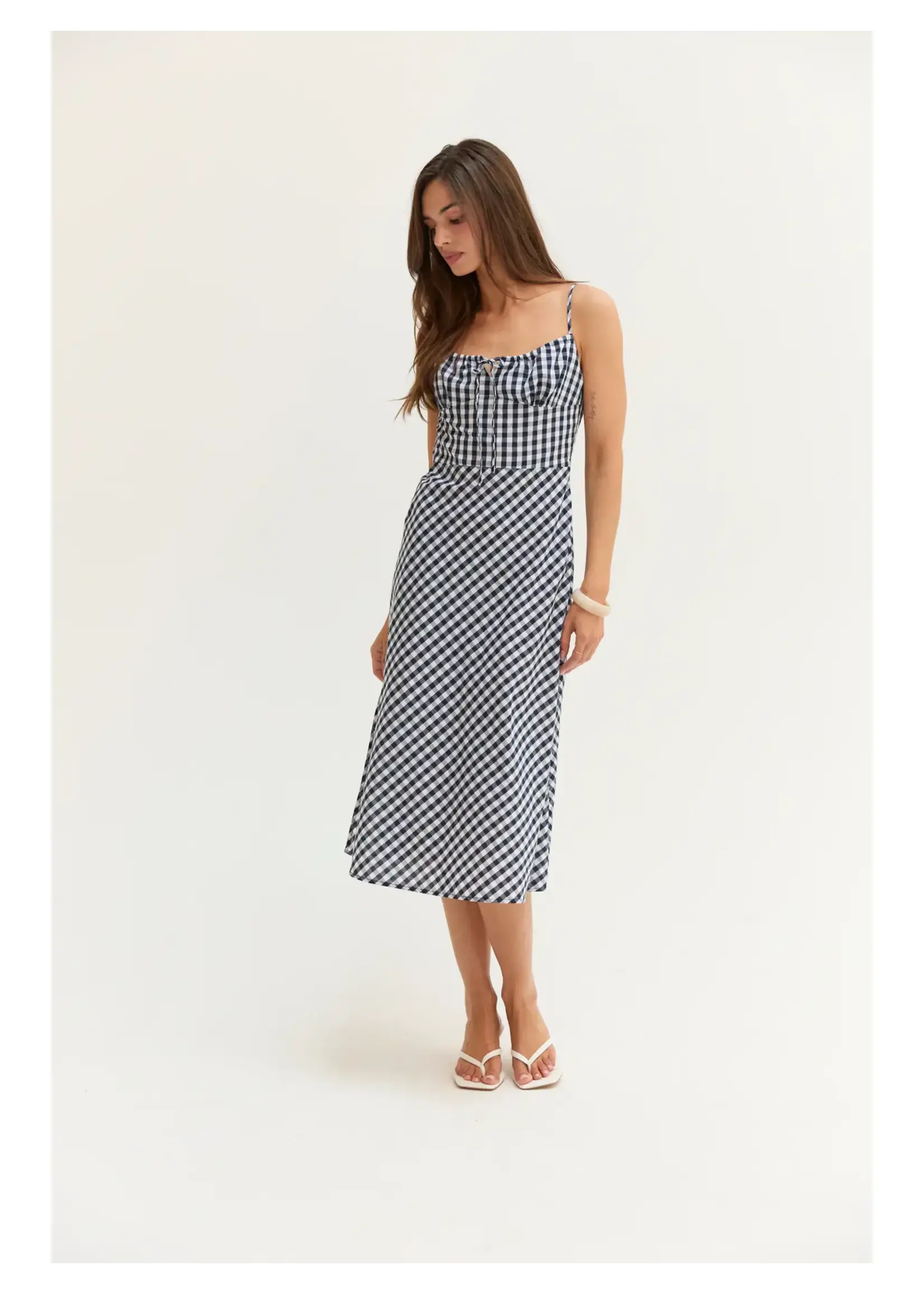 Crescent Florence Gingham Slip Midi Dress - CD7273-1