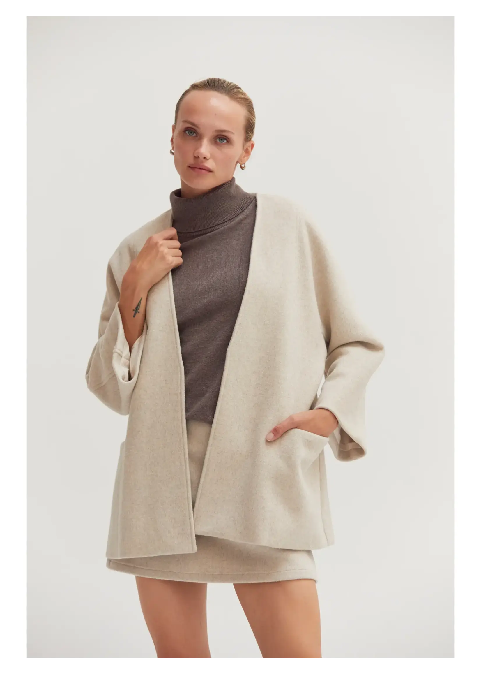 Crescent Molly Open Front Wool Blend Jacket - CJ9535