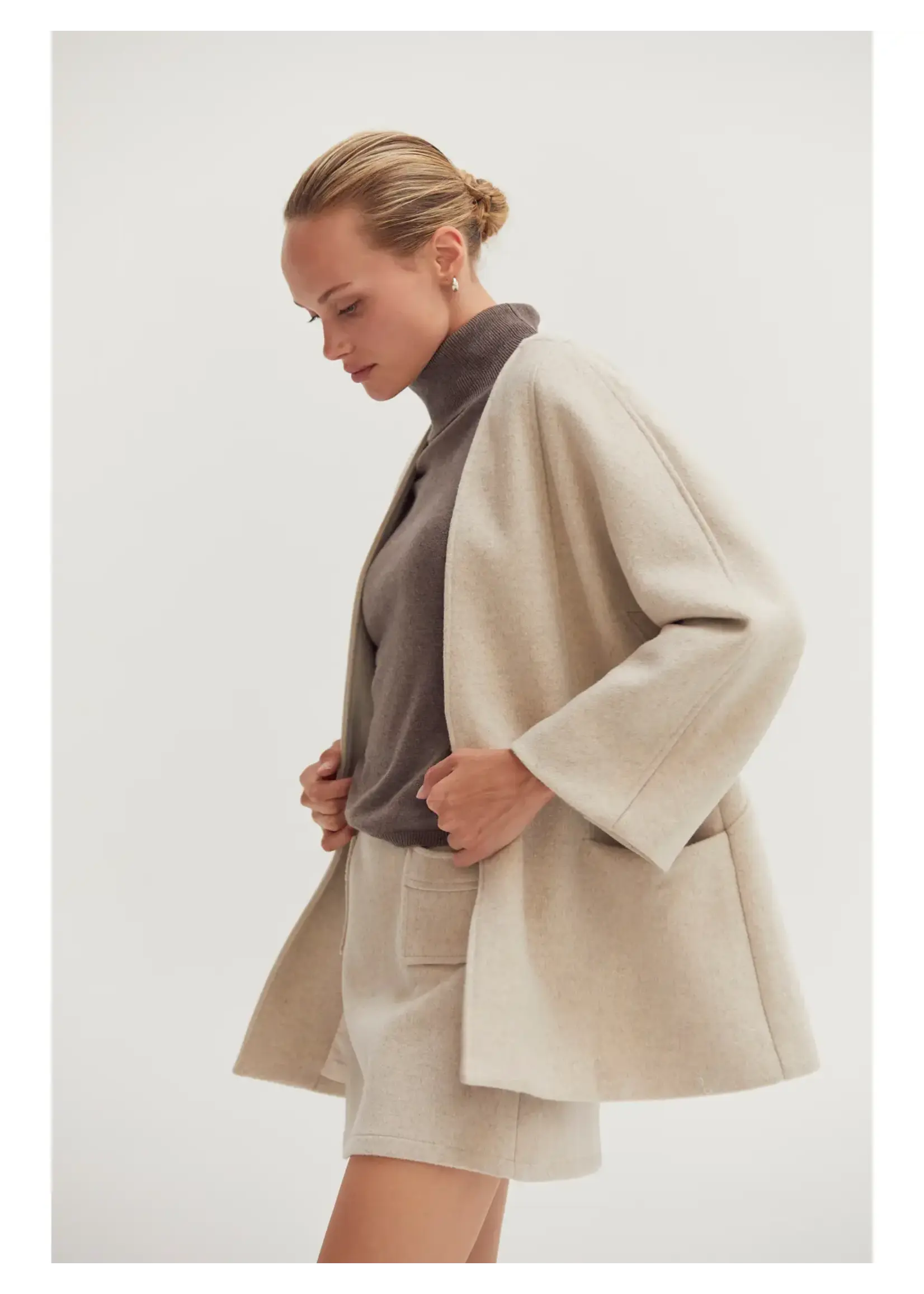 Crescent Molly Open Front Wool Blend Jacket - CJ9535