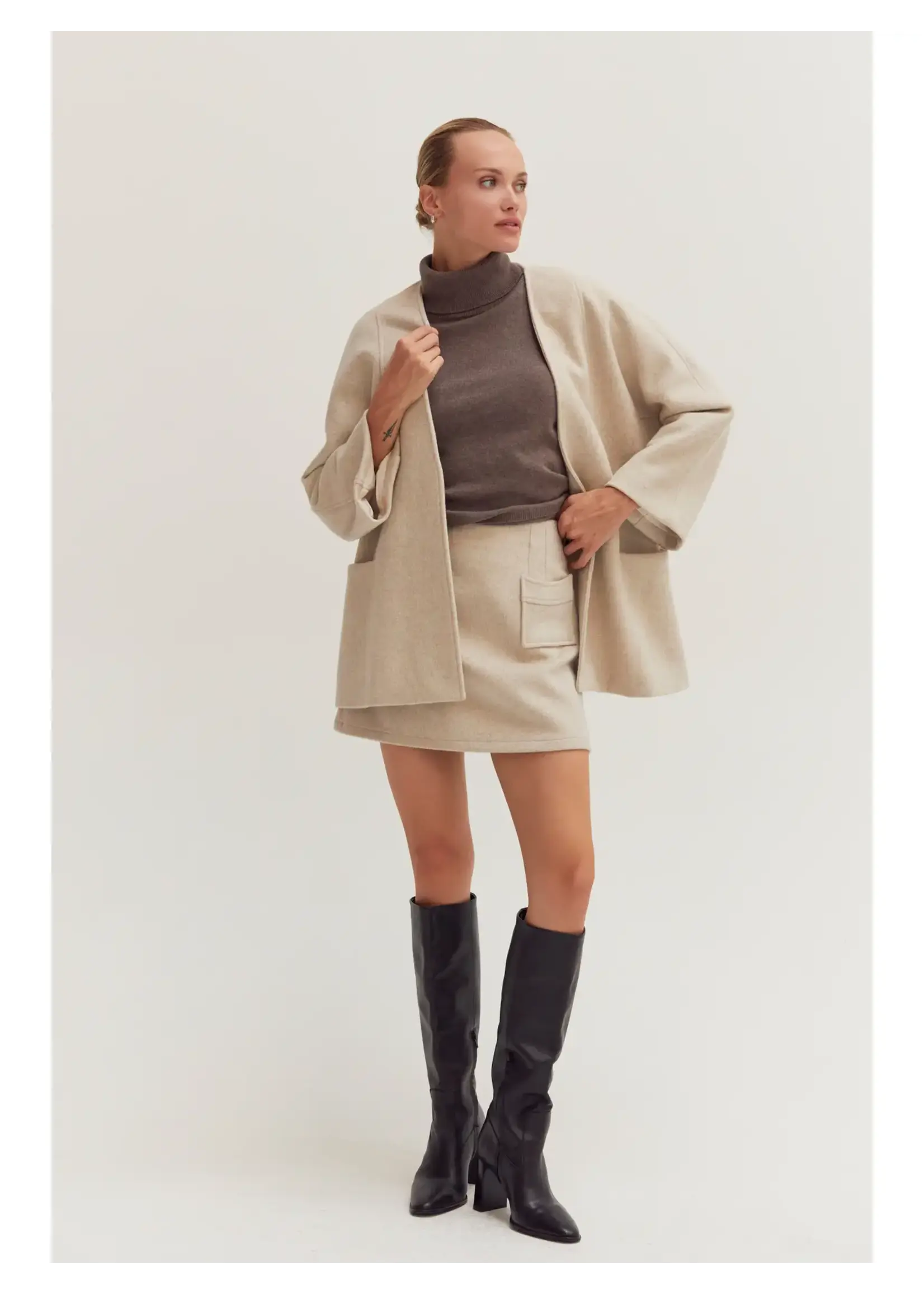 Crescent Molly Open Front Wool Blend Jacket - CJ9535