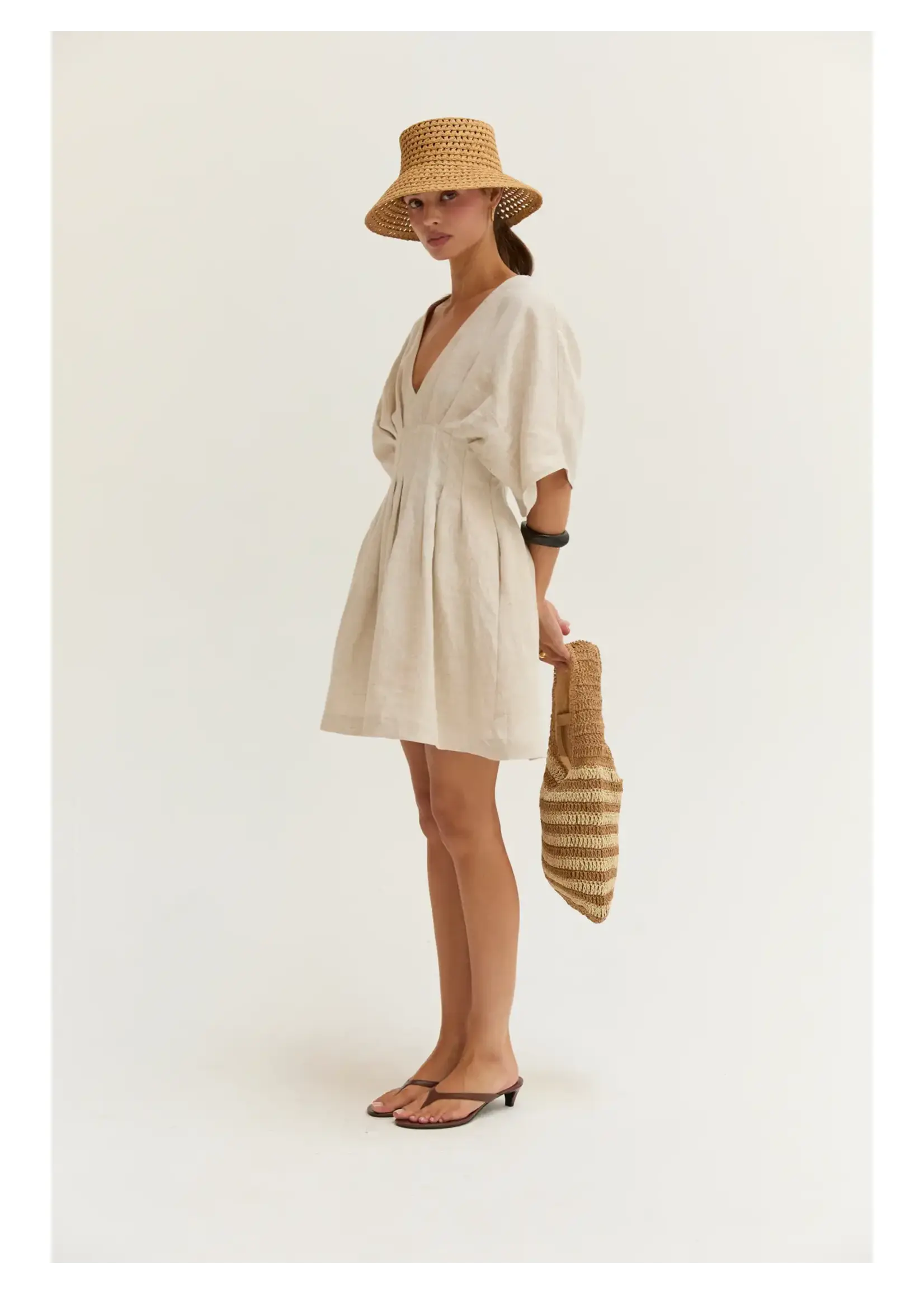 Crescent Thea Pleated Linen Maxi Dress - CD9813