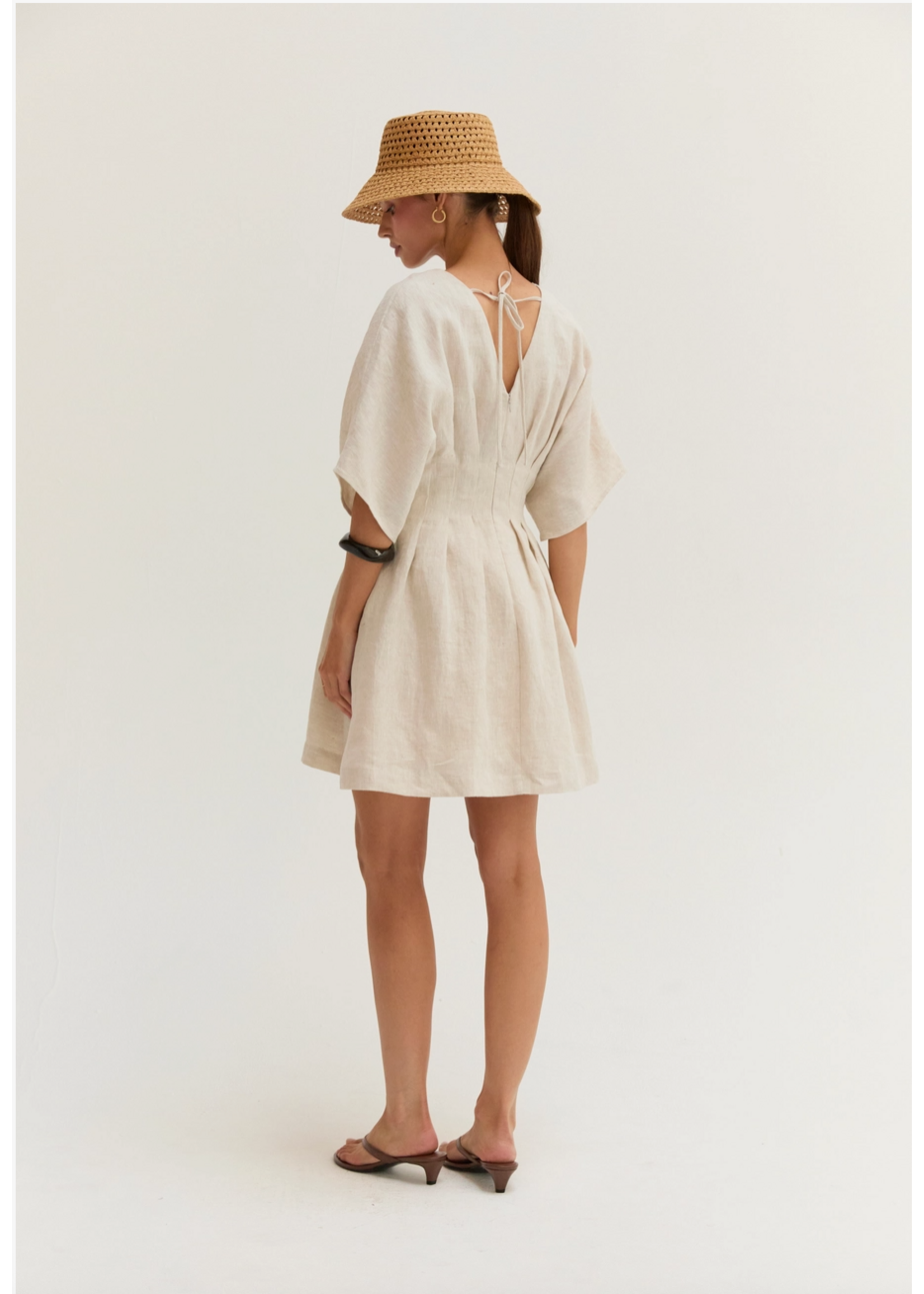 Crescent Thea Pleated Linen Maxi Dress - CD9813
