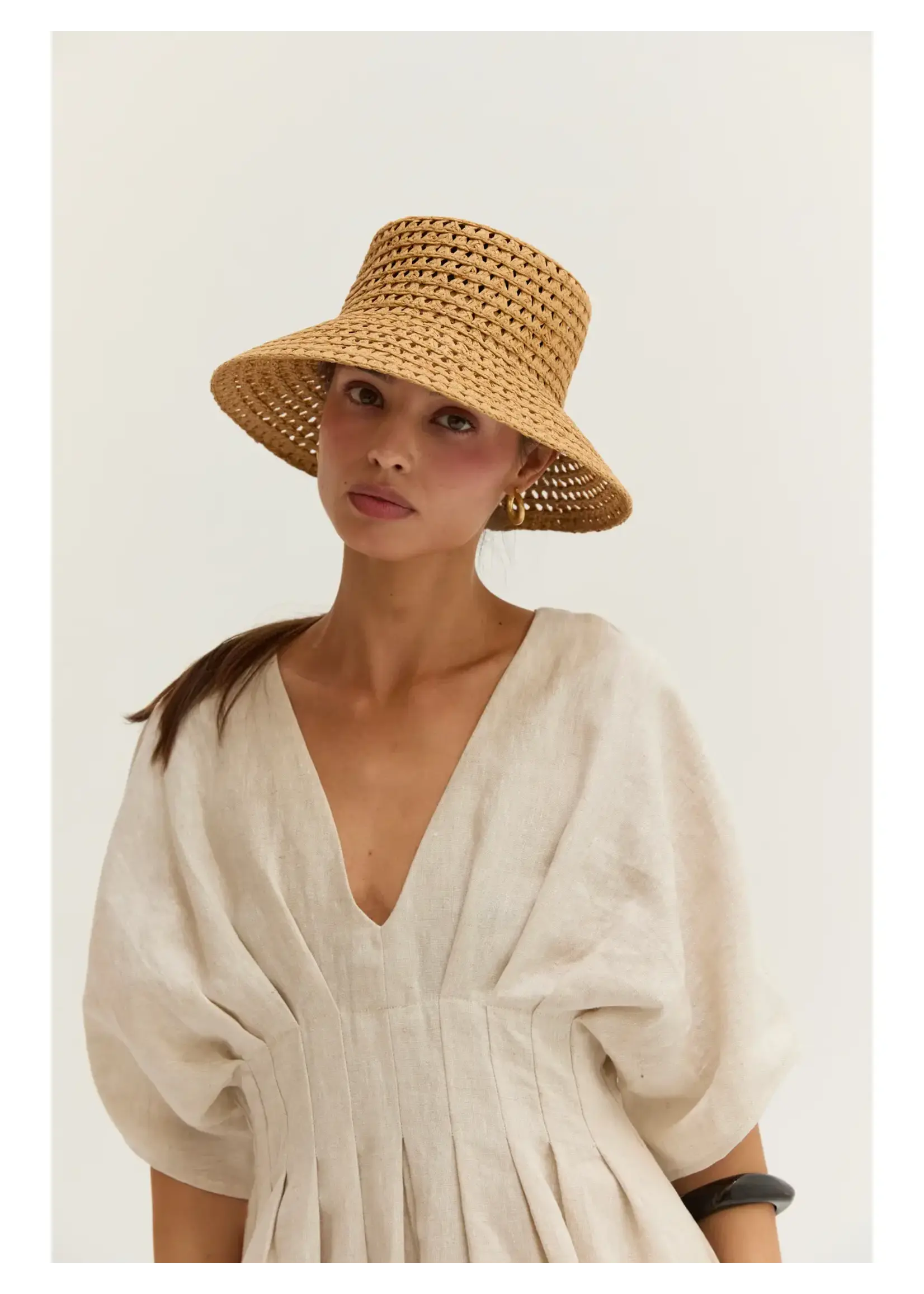 Crescent Thea Pleated Linen Maxi Dress - CD9813