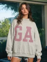 Bucketlist Georgia Embroidered Mock Neck Sweatshirt - IT2594E
