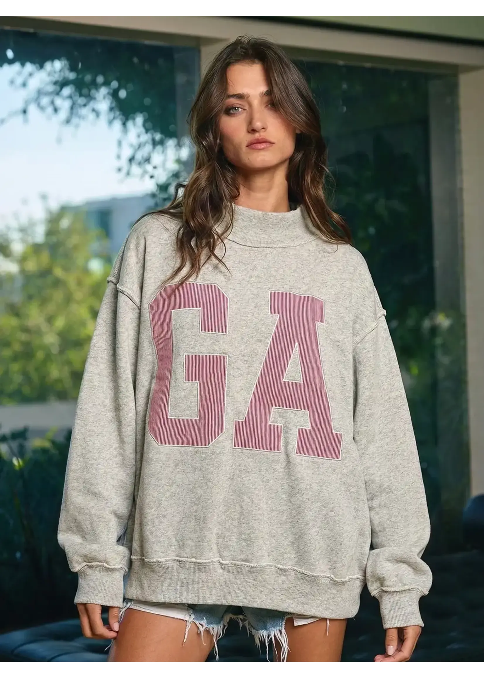 Bucketlist Georgia Embroidered Mock Neck Sweatshirt - IT2594E