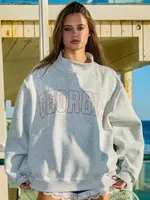 Bucketlist Embroidered Mock Neck Graphic Sweatshirt - IT2594E-GAEMBO2