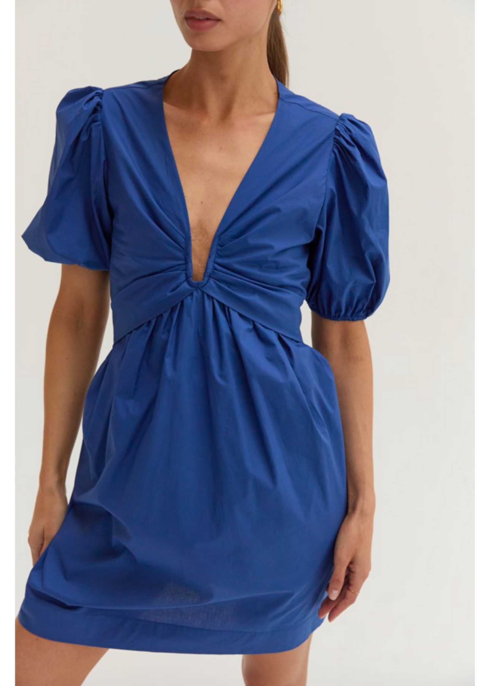 Crescent Hayden Poplin U-Wire Puff Short Sleeve Mini Dress - CD9786