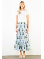 THML Long Striped Floral Pattern Skirt - SRT2081-1