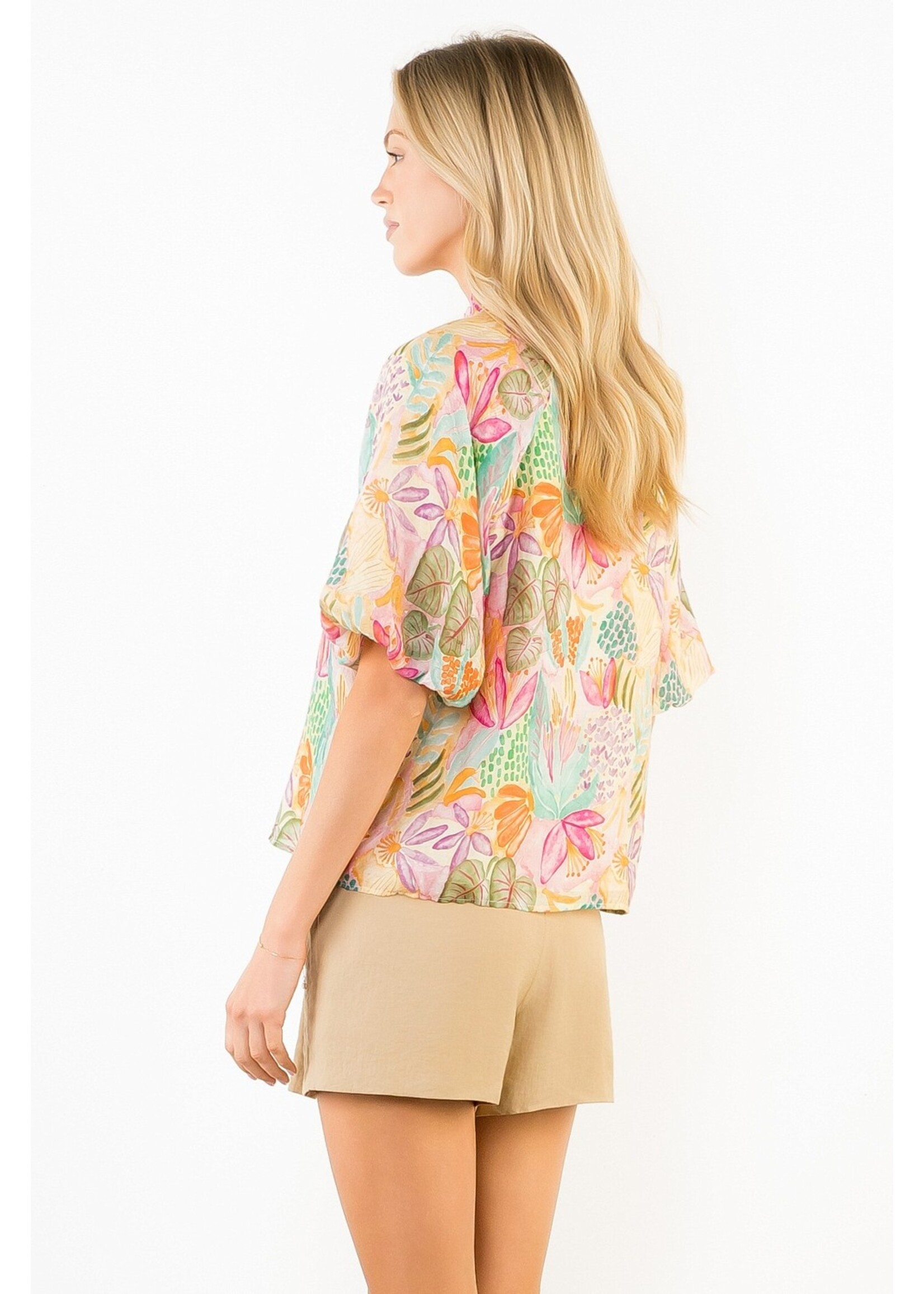 THML Floral Print Puff Sleeve Top - WCT3808