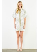 THML Puff Sleeve Embroidered Dress with Ruffled Collar - WCT3790