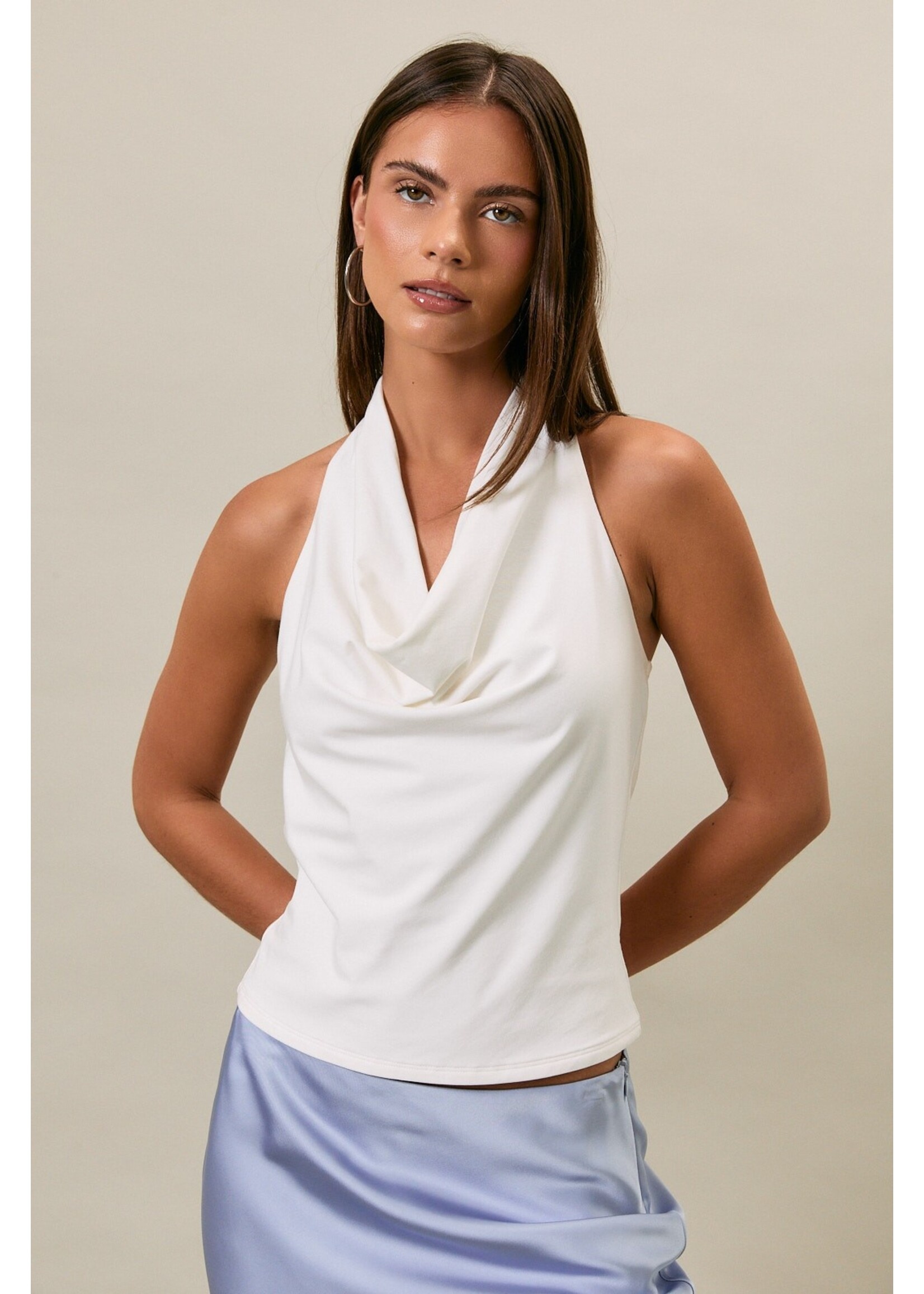 Le Lis Cowl Neck Ruched Halter Top - PT6557