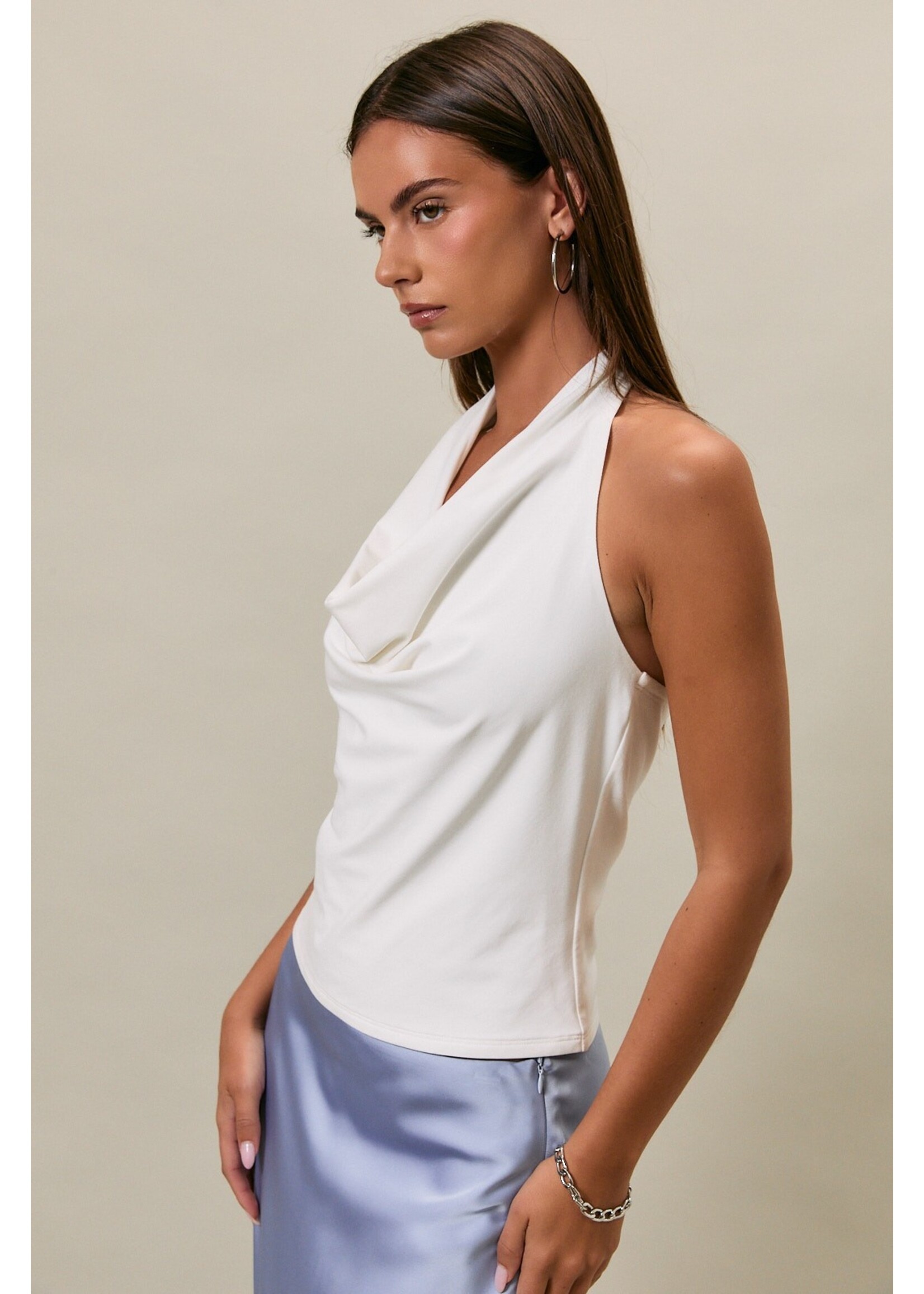 Le Lis Cowl Neck Ruched Halter Top - PT6557