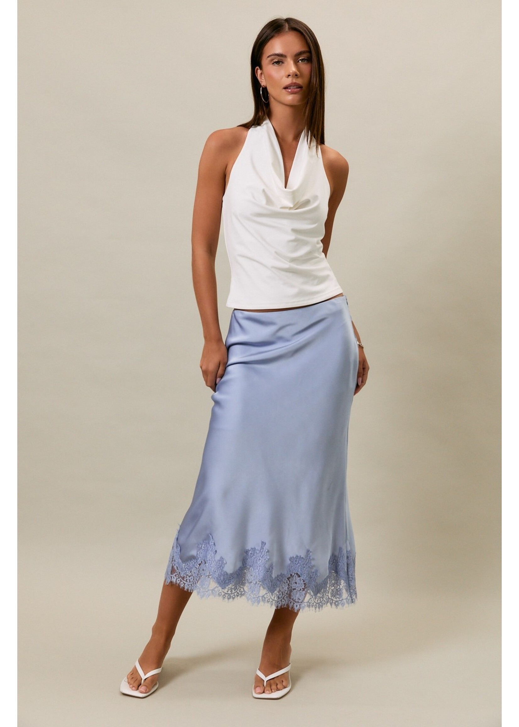 Le Lis Cowl Neck Ruched Halter Top - PT6557