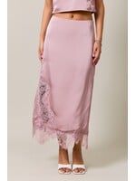 Le Lis Mid Waisted Lace Trim Detail Bias Midi Skirt - IS6610