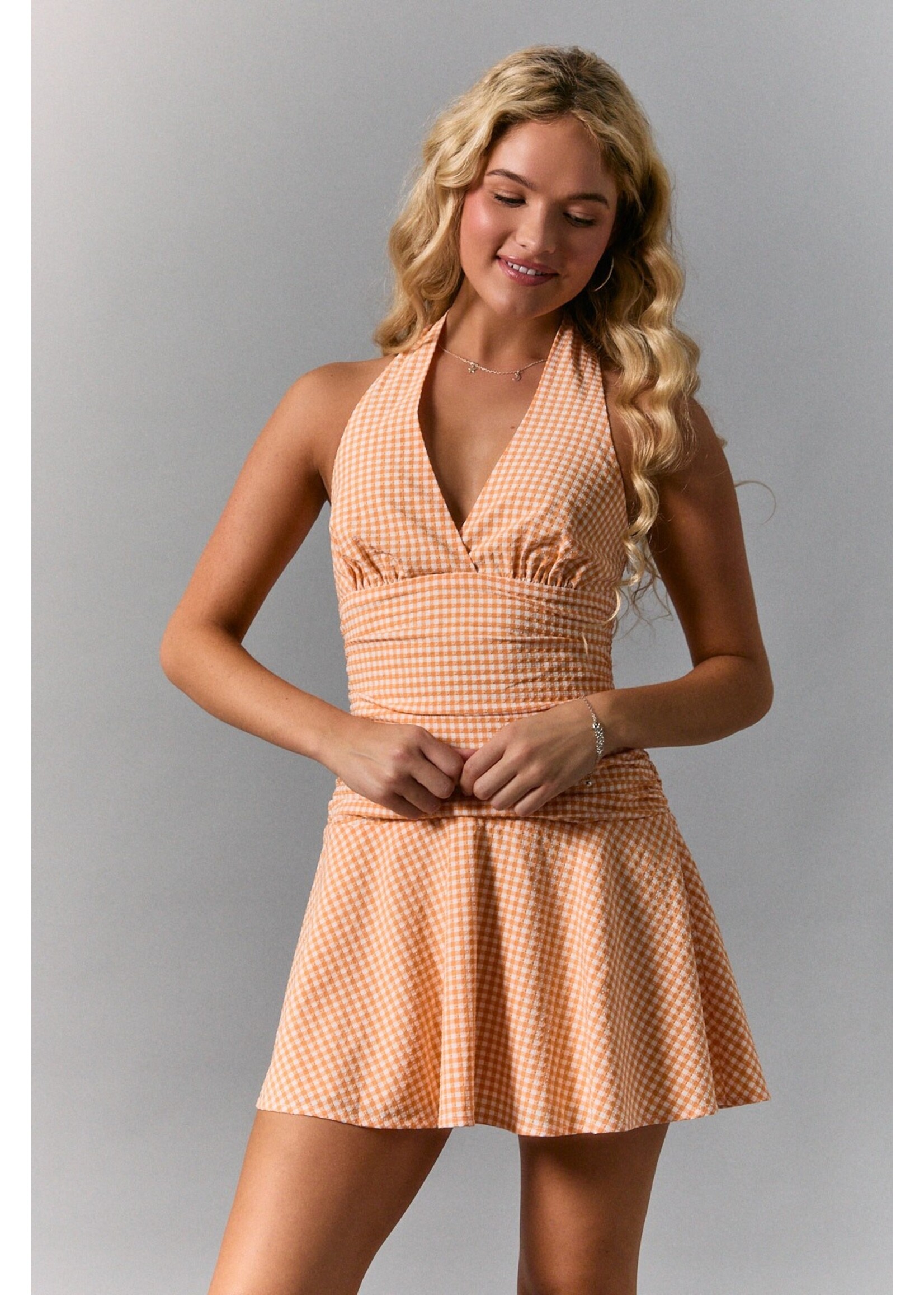 Le Lis Halter Neck Gingham Mini Dress - PD6977