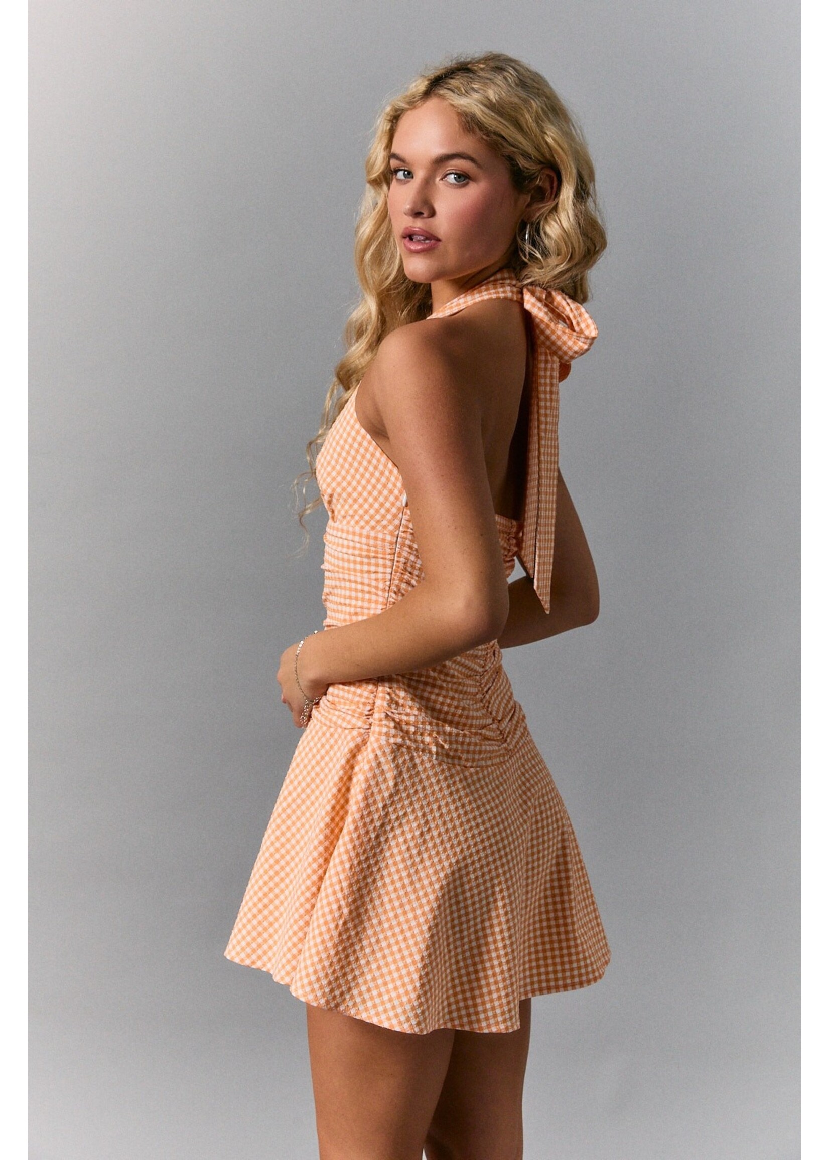 Le Lis Halter Neck Gingham Mini Dress - PD6977