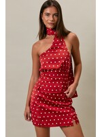 Le Lis Halter Neckline Polka Dot Top and Low Rise Skirt Set - PTS6614