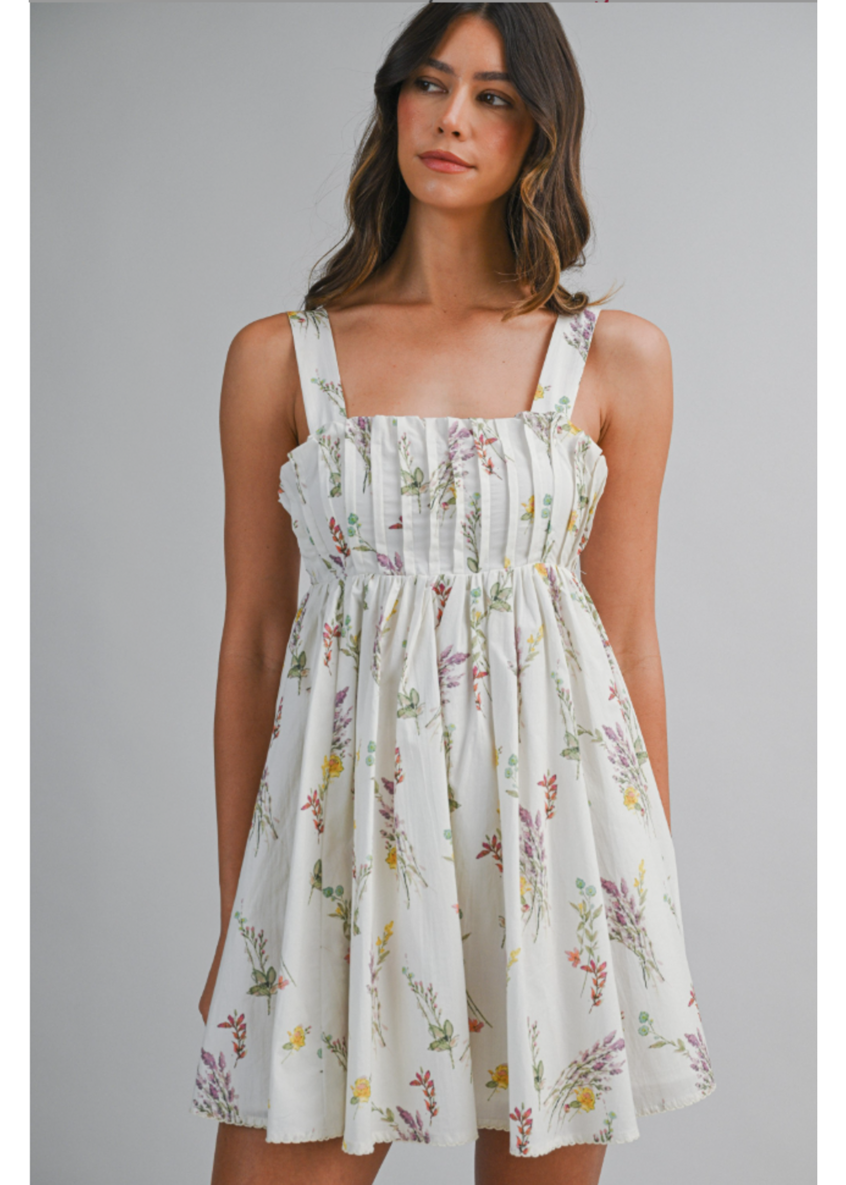 Mable Pleated Detail Babydoll Mini Dress - MD6715