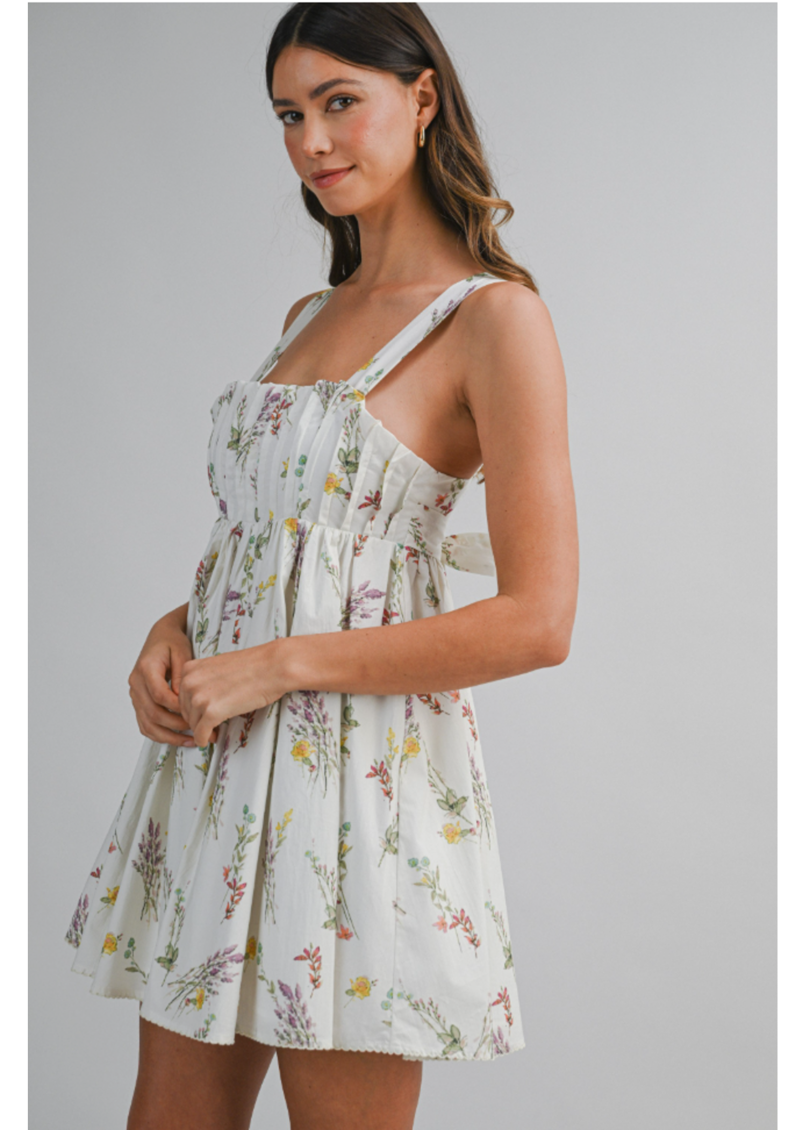 Mable Pleated Detail Babydoll Mini Dress - MD6715