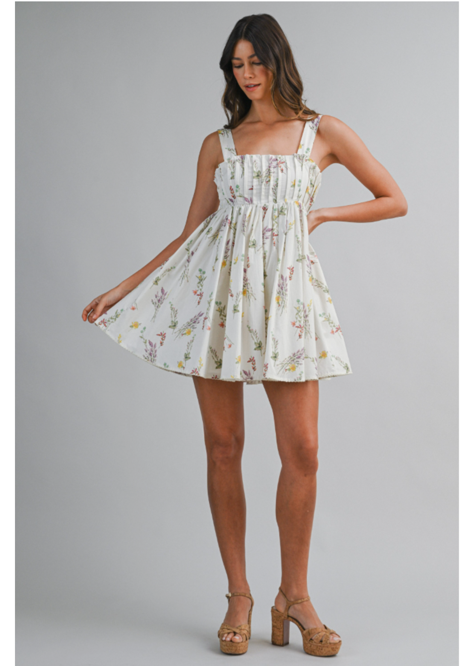 Mable Pleated Detail Babydoll Mini Dress - MD6715