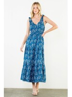 THML Tie Strap Fish Print Midi Dress - THS1900-3