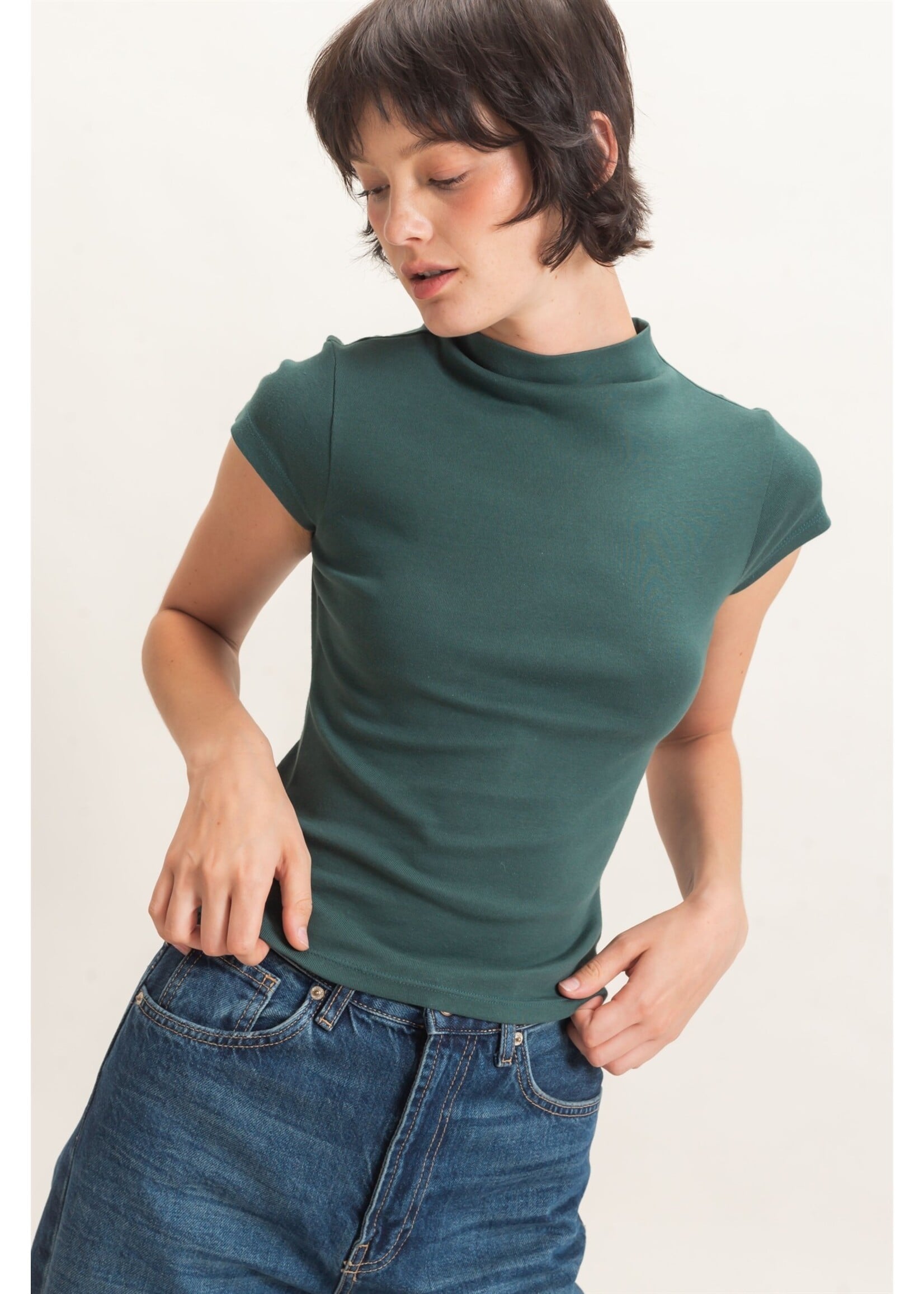 HYFVE Mock Neck Cap Sleeve Top - DZ26E323